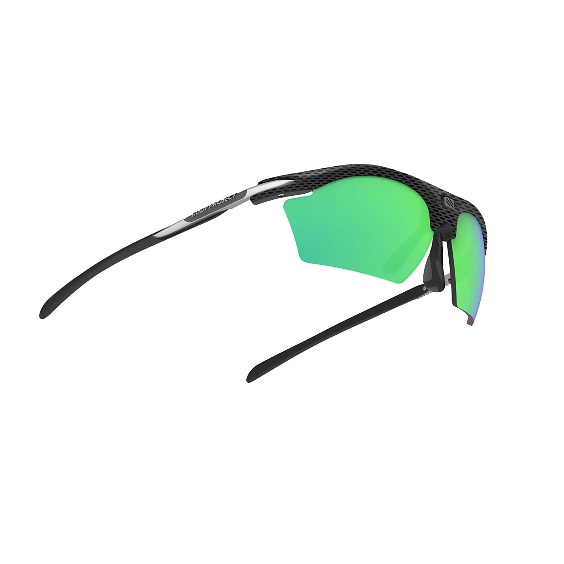 Rudy Project prescription ready running and cycling womens sport sunglasses#color_rydon-slim-carbon-frame-and-polar-3fx-hdr-multilaser-green-lenses