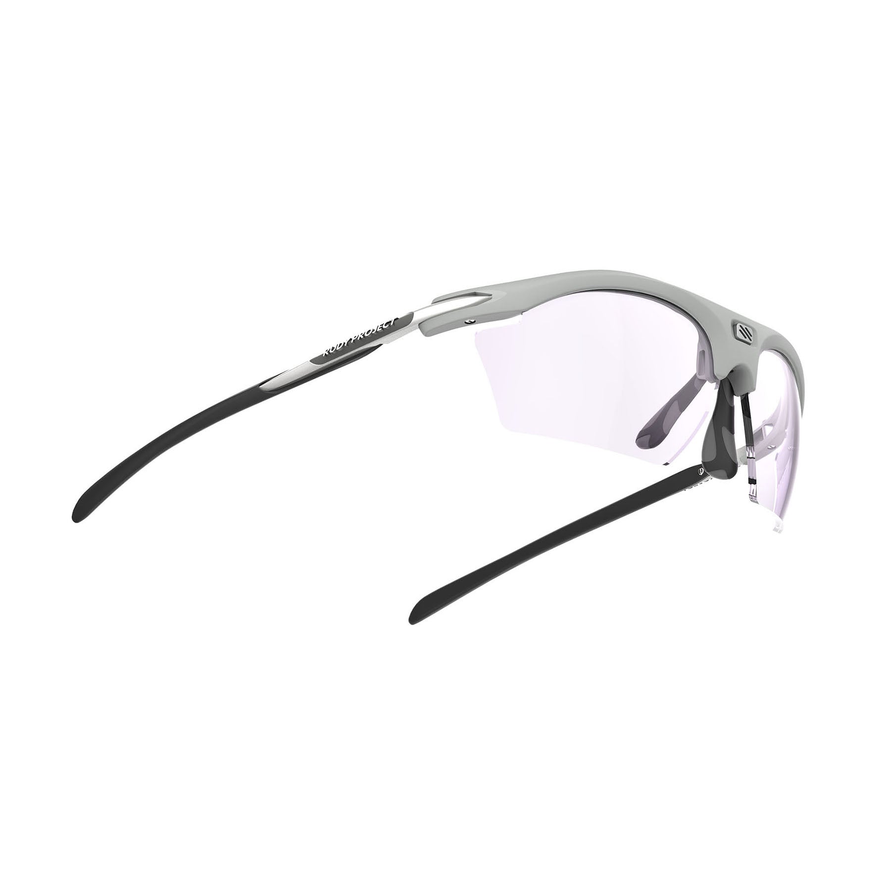 Rudy Project prescription ready running and cycling womens sport sunglasses#color_rydon-slim-light-grey-matte-frame-and-impactx-photochromic-2-laser-purple-lenses