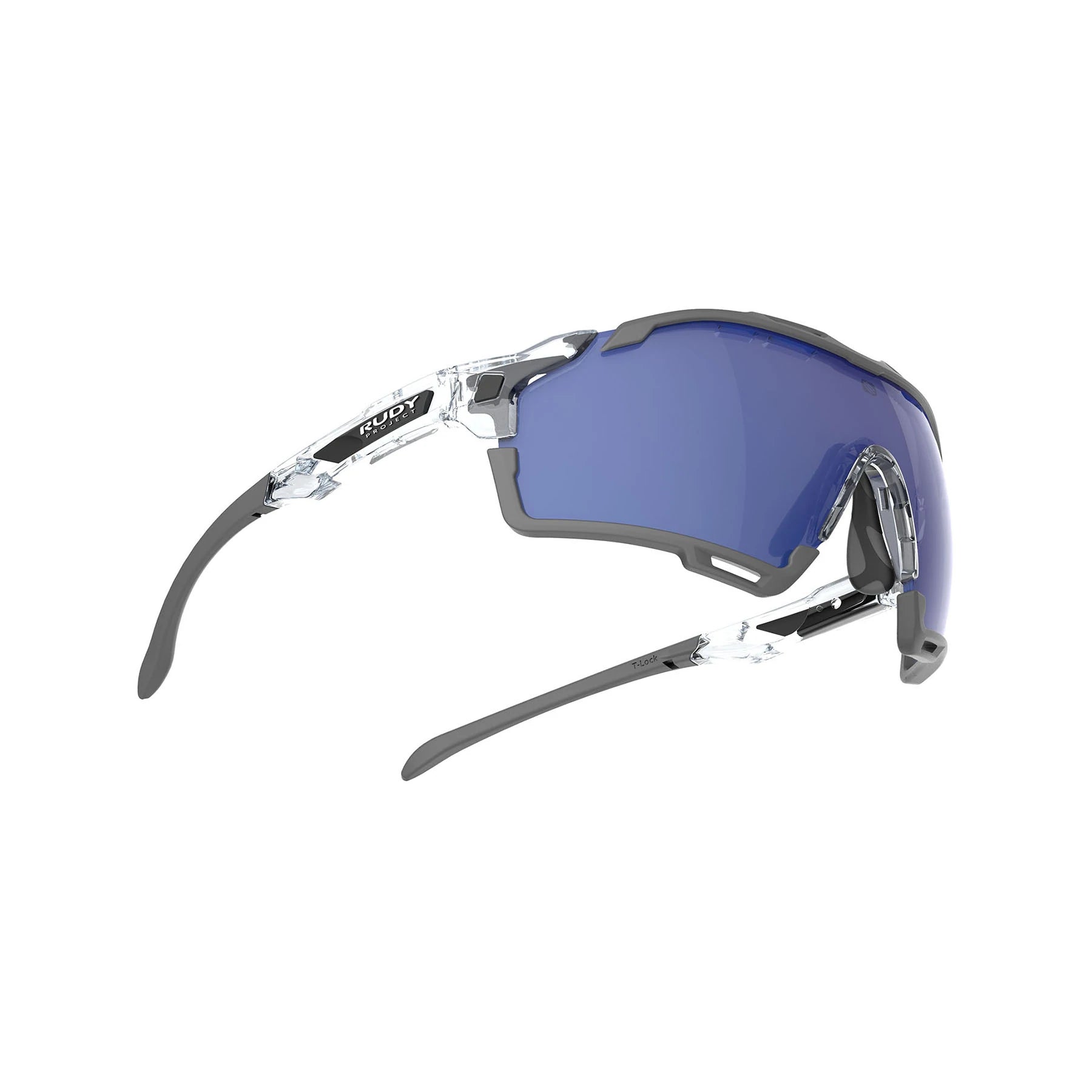 Rudy Project cycling sunglasses#color_cutline-crystal-gloss-frame-with-multilaser-deep-blue-lenses-grey-bumpers