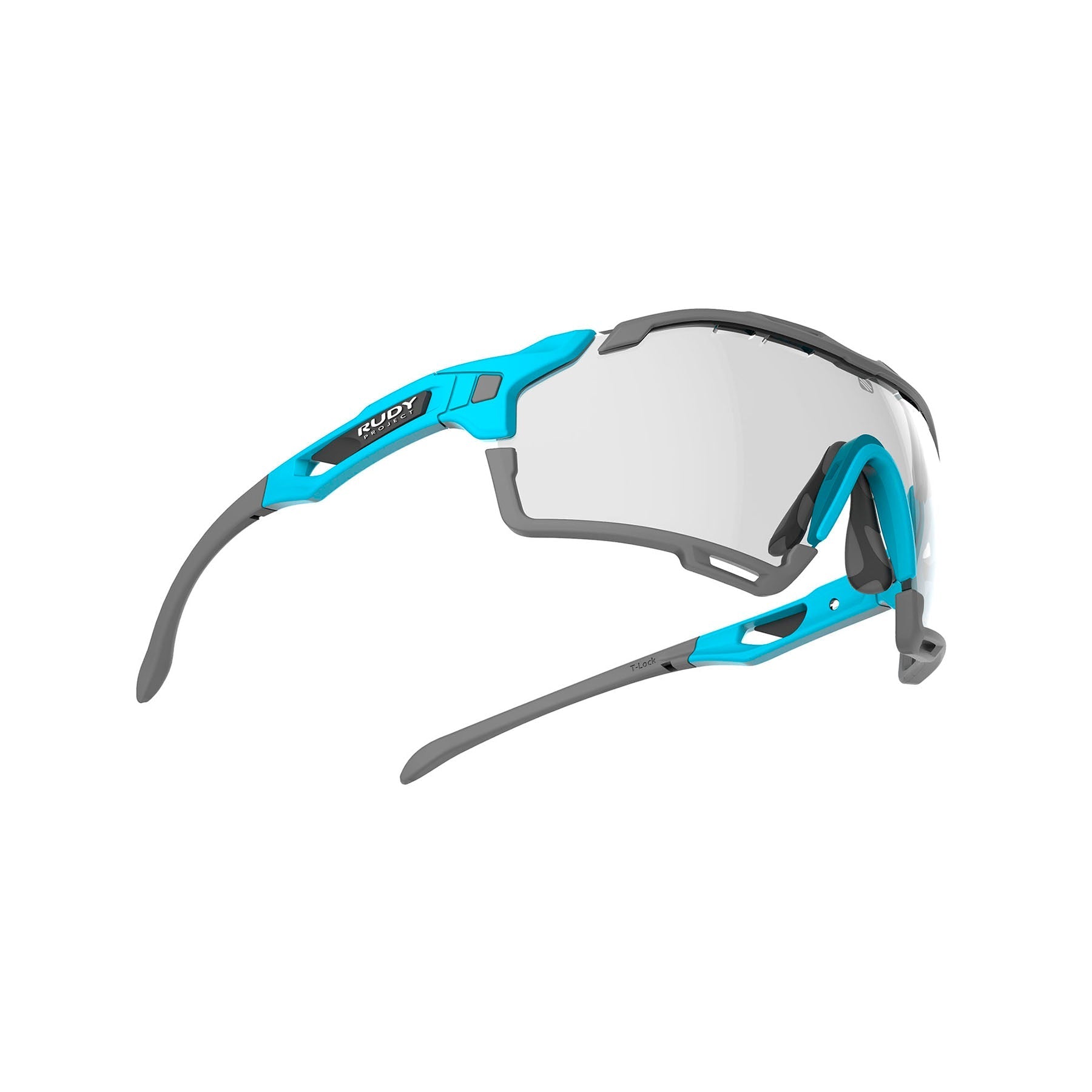 Rudy Project Cutline running and cycling sport and sport prescription sunglasses#color_cutline-lagoon-matte-with-impactx-photochromic-2-laser-black-lenses-grey-bumpers