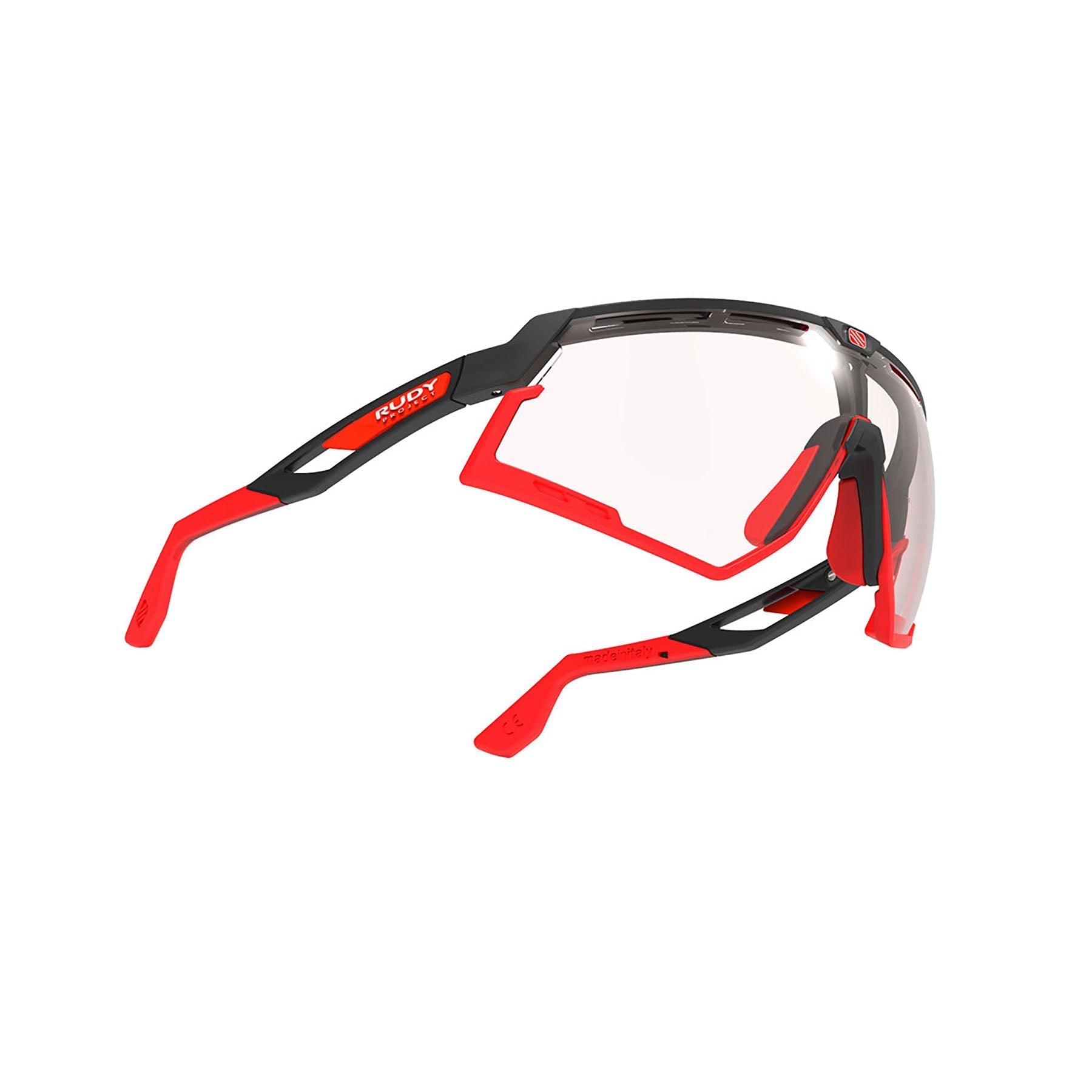 Rudy Project running and cycling sport sunglasses#color_defender-matte-black-frame-and-impactx-photochromic-2-red-lenses-red-bumpers