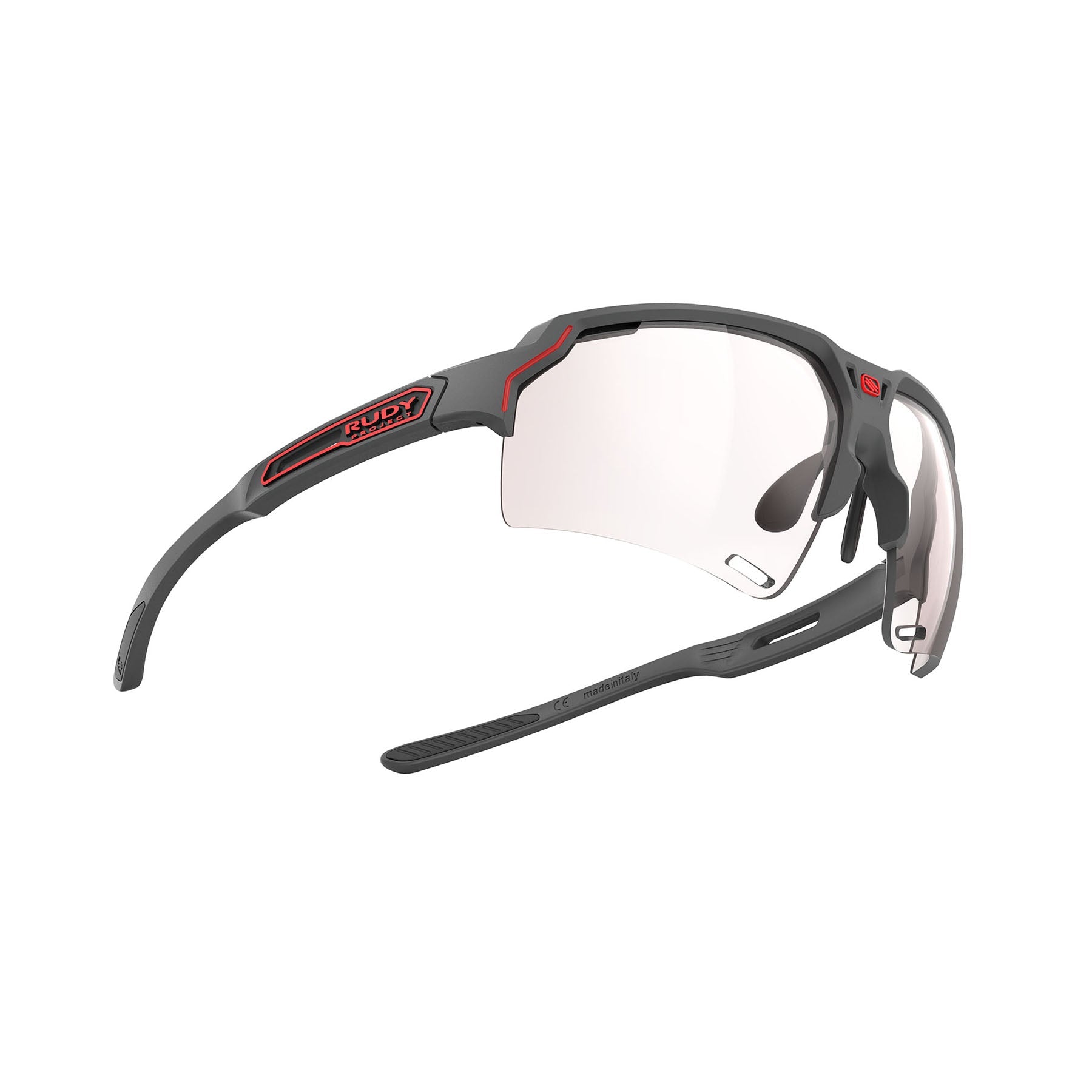 Rudy Project running and cycling sport prescription sunglasses#color_deltabeat-charcoal-matte-frame-with-impactx-photochromic-2-red-lenses