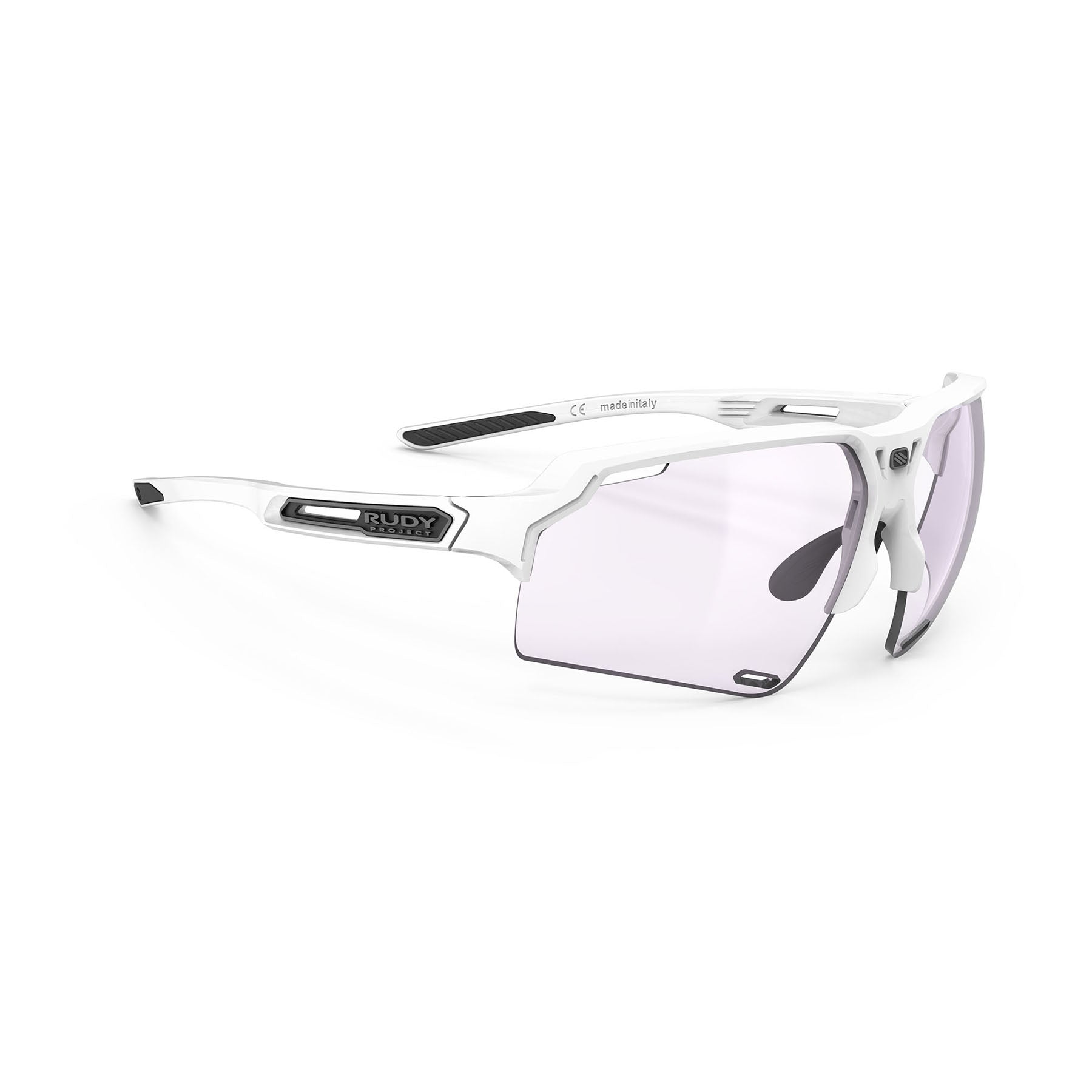 Rudy Project running and cycling sport prescription sunglasses#color_deltabeat-white-gloss-frame-with-impactx-photochromic-2-laser-purple-lenses