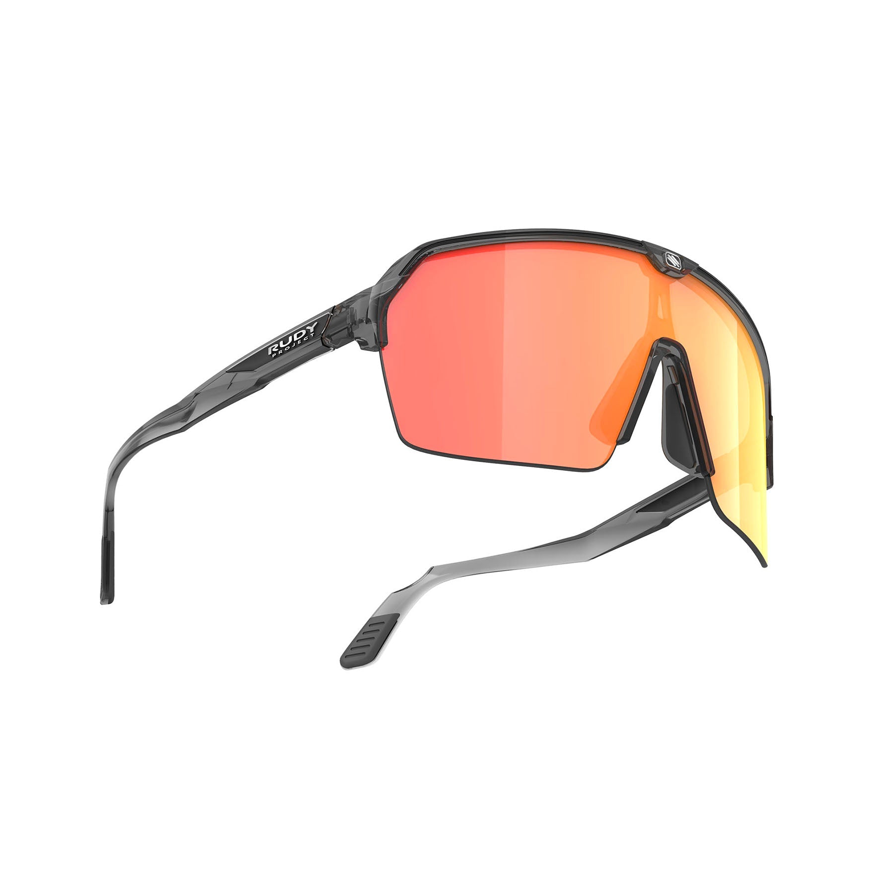 Rudy Project Spinshield Air running and cycling sport shield sunglasses#color_spinshield-air-crystal-ash-with-multilaser-orange-lenses