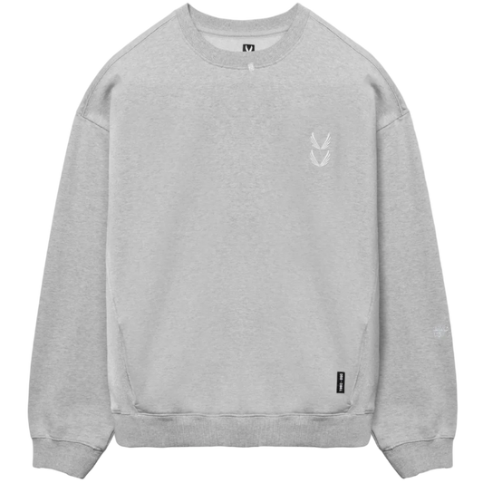 0861. Tech Essential™ Distressed Crewneck - Heather Grey