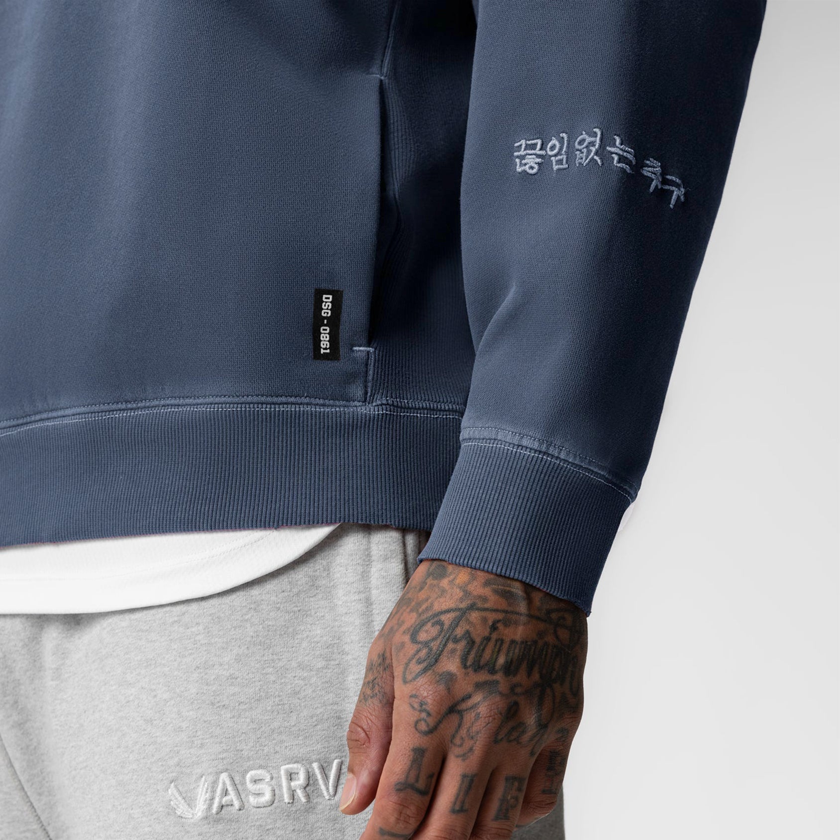 0861. Tech Essential™ Distressed Crewneck - Faded Navy