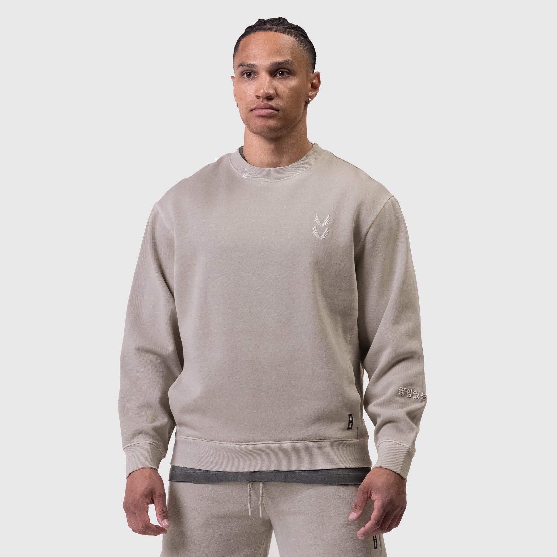 0861. Tech Essential™ Distressed Crewneck - Faded Chai