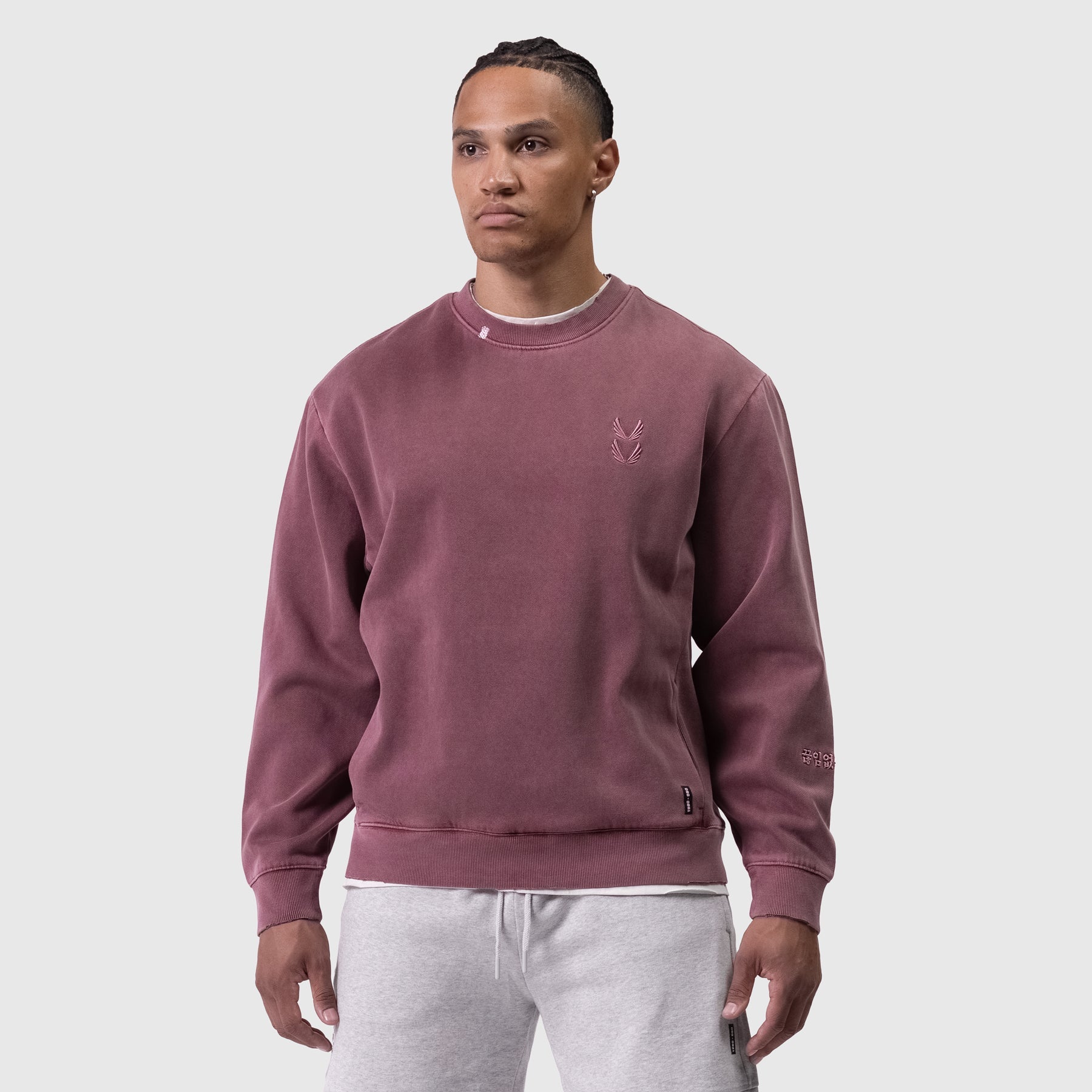 0861. Tech Essential™ Distressed Crewneck - Faded Crimson