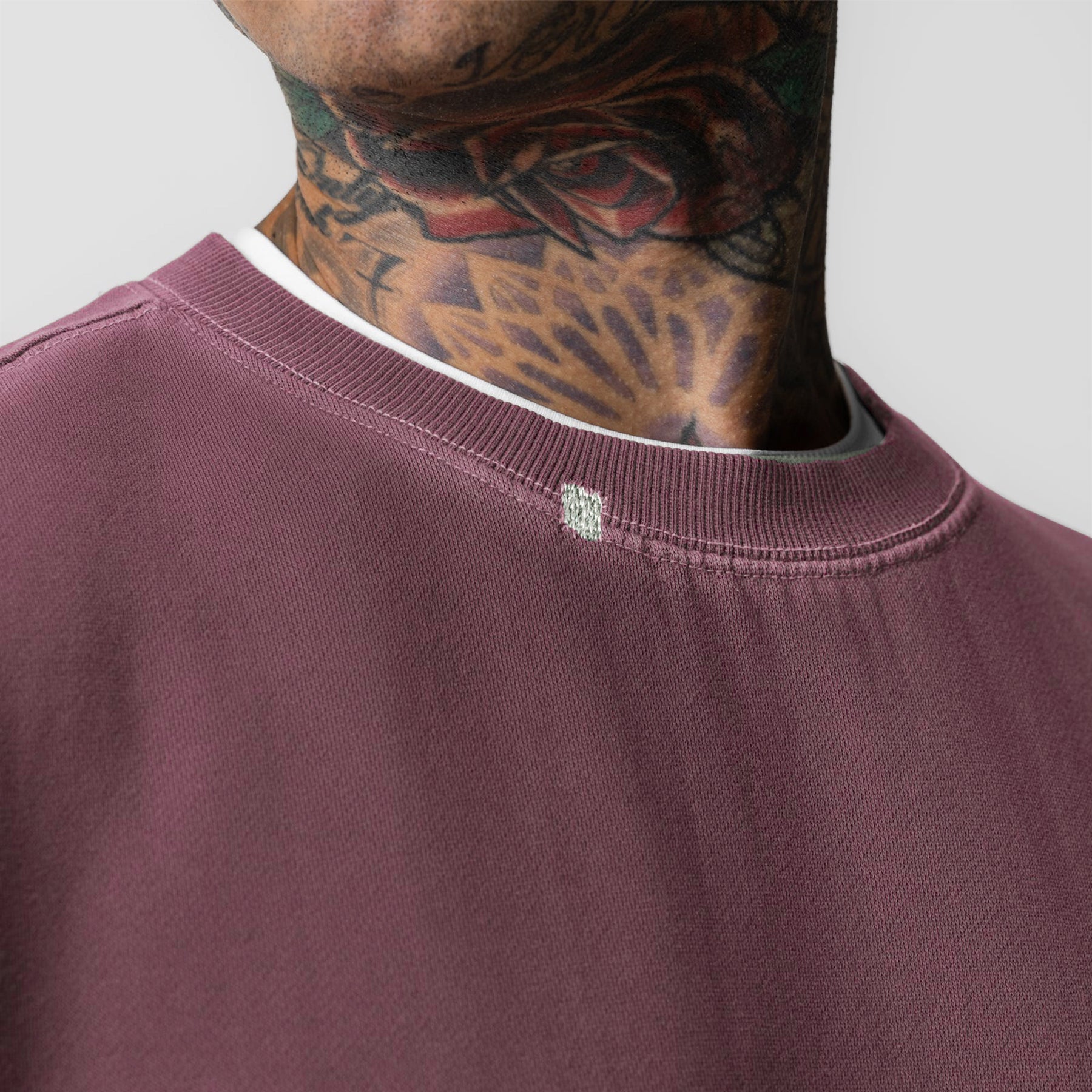 0861. Tech Essential™ Distressed Crewneck - Faded Crimson