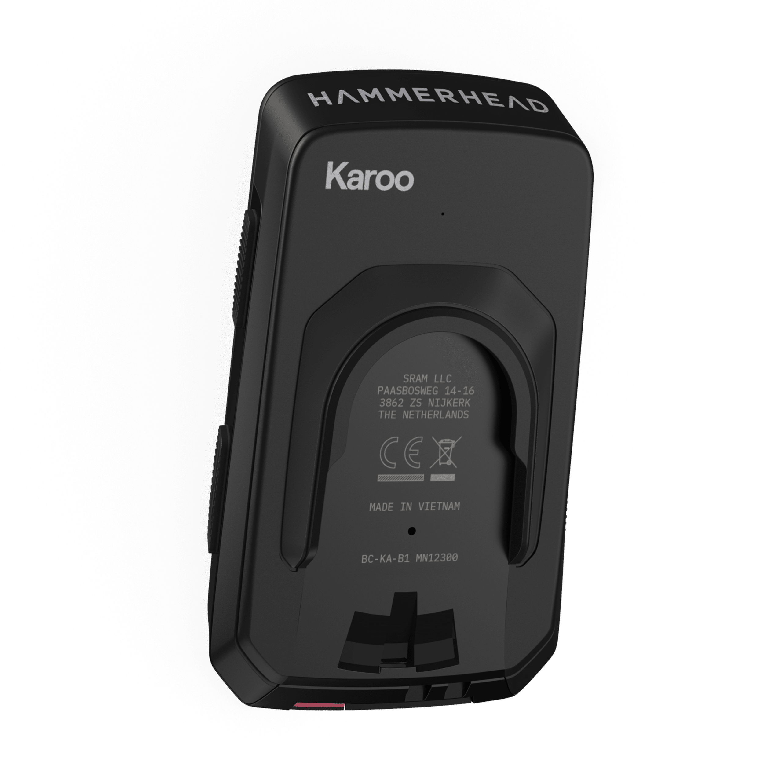 Black electronic device with 'Hammerhead' and 'Karoo' branding on a green background