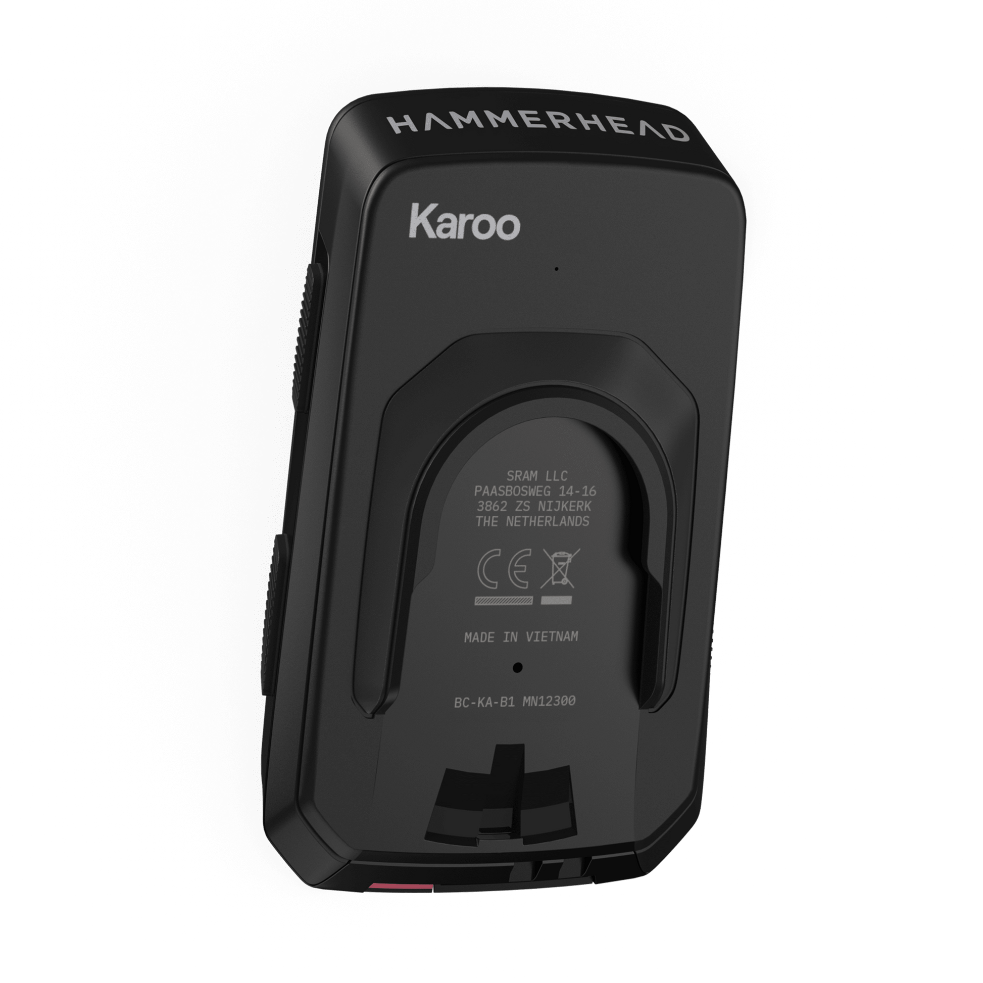 Black electronic device with 'Hammerhead' and 'Karoo' branding on a green background
