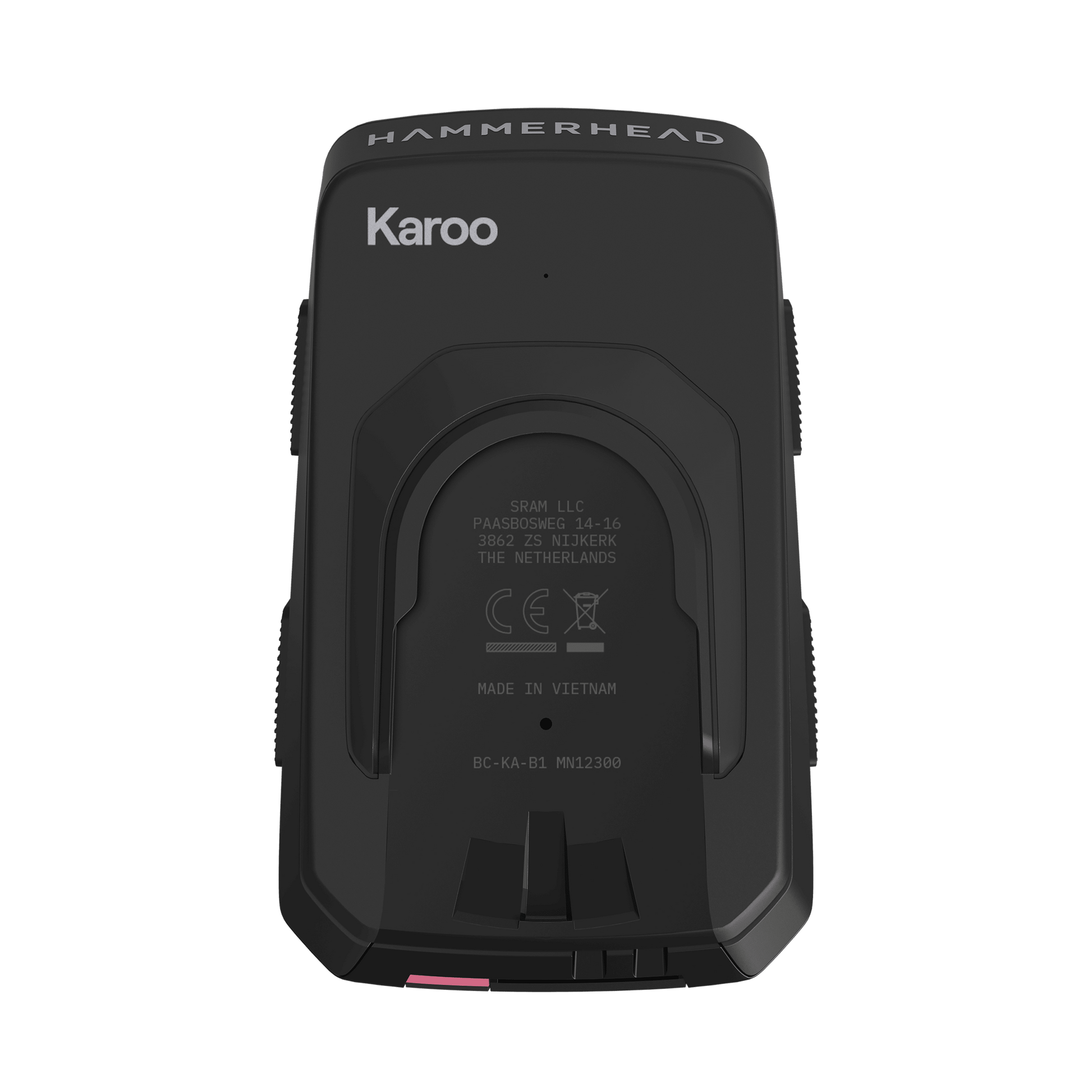 Black electronic device with 'Karoo' branding on a transparent background