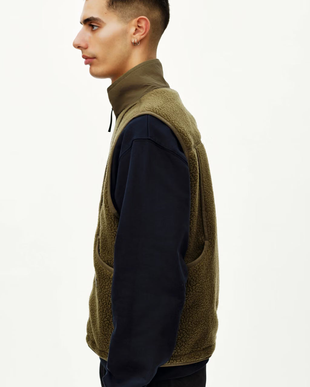 Men's Off-Race Pile Fleece Vest Deep Olive