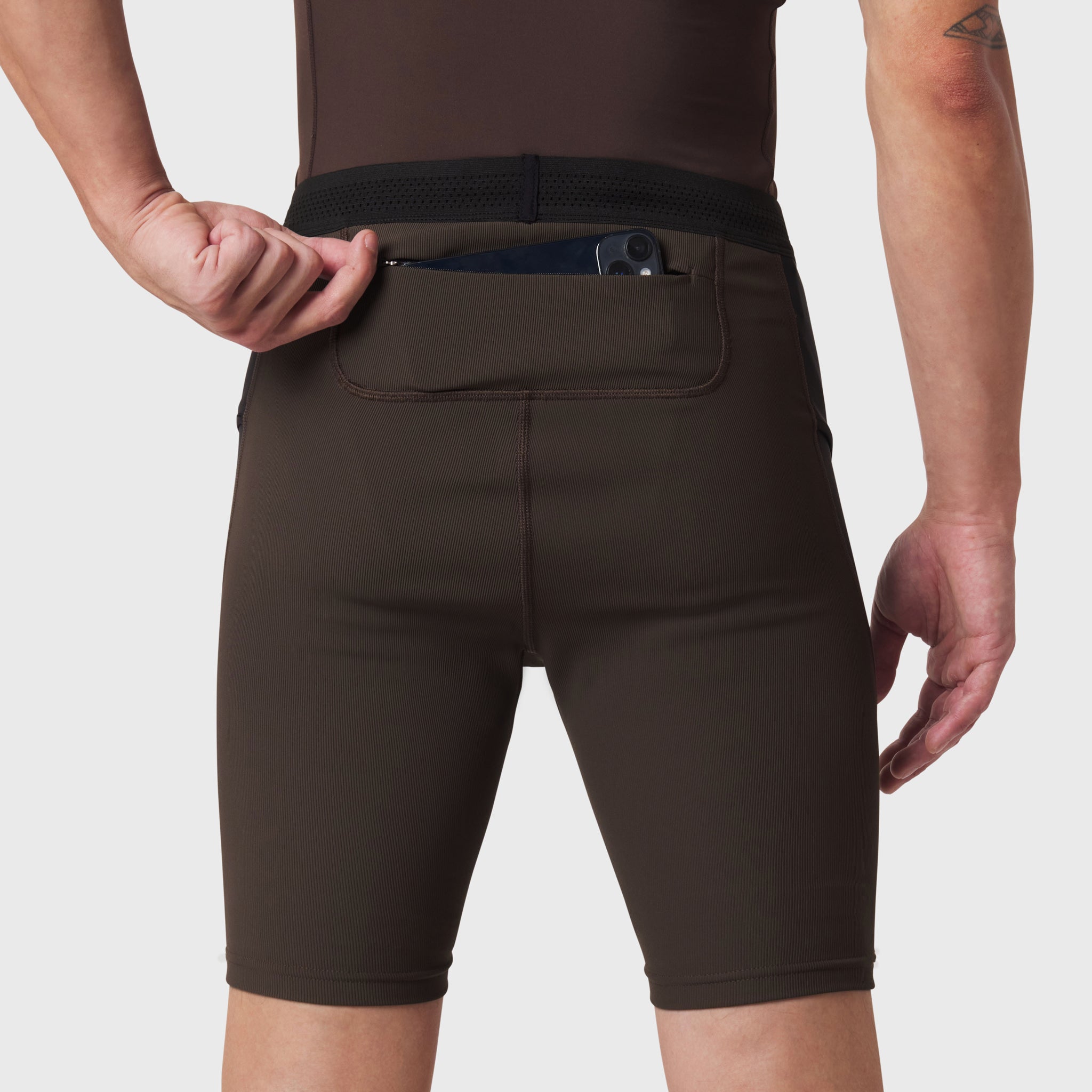 1170. Lycra® Ribbed Run Half-Tight - Dark Earth