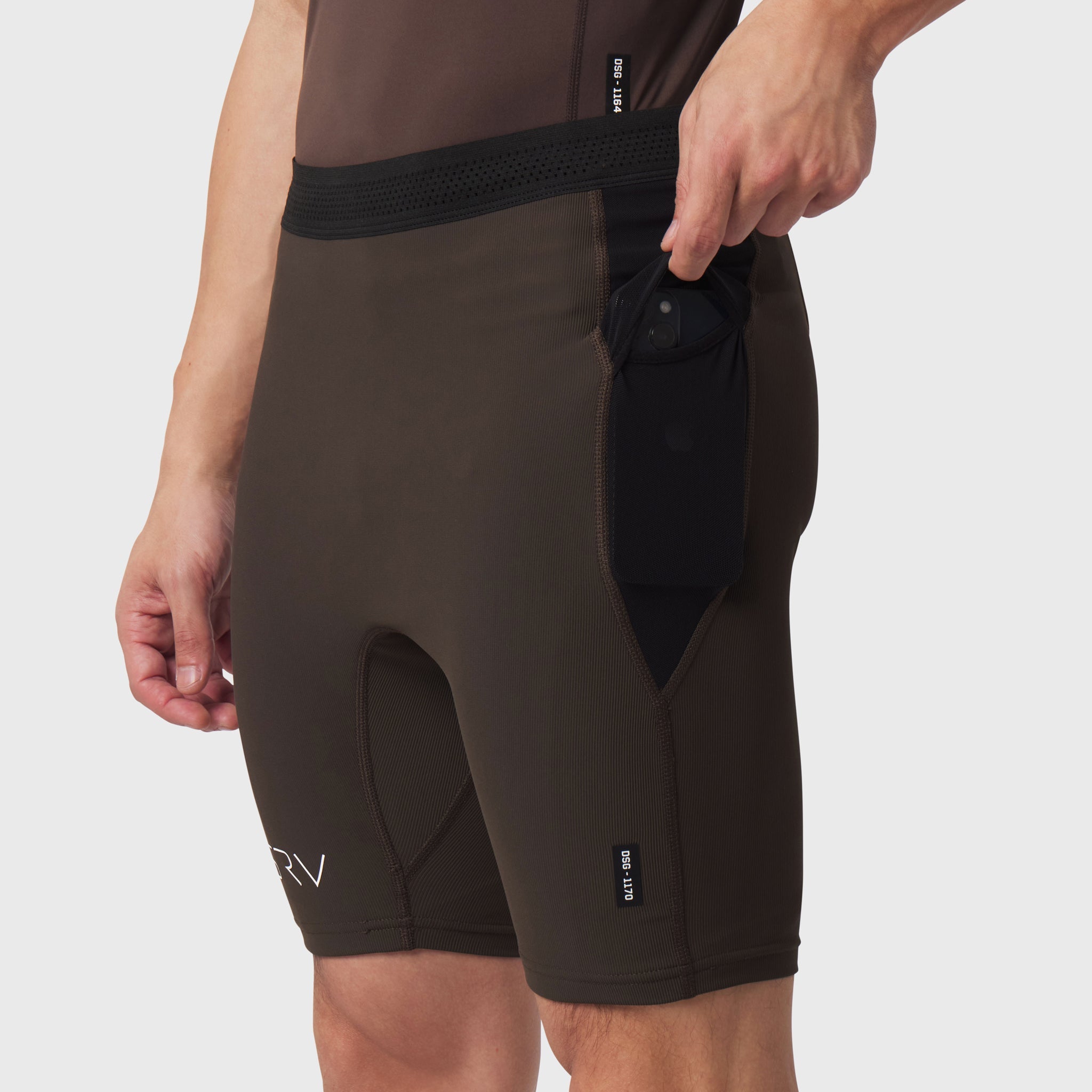 1170. Lycra® Ribbed Run Half-Tight - Dark Earth