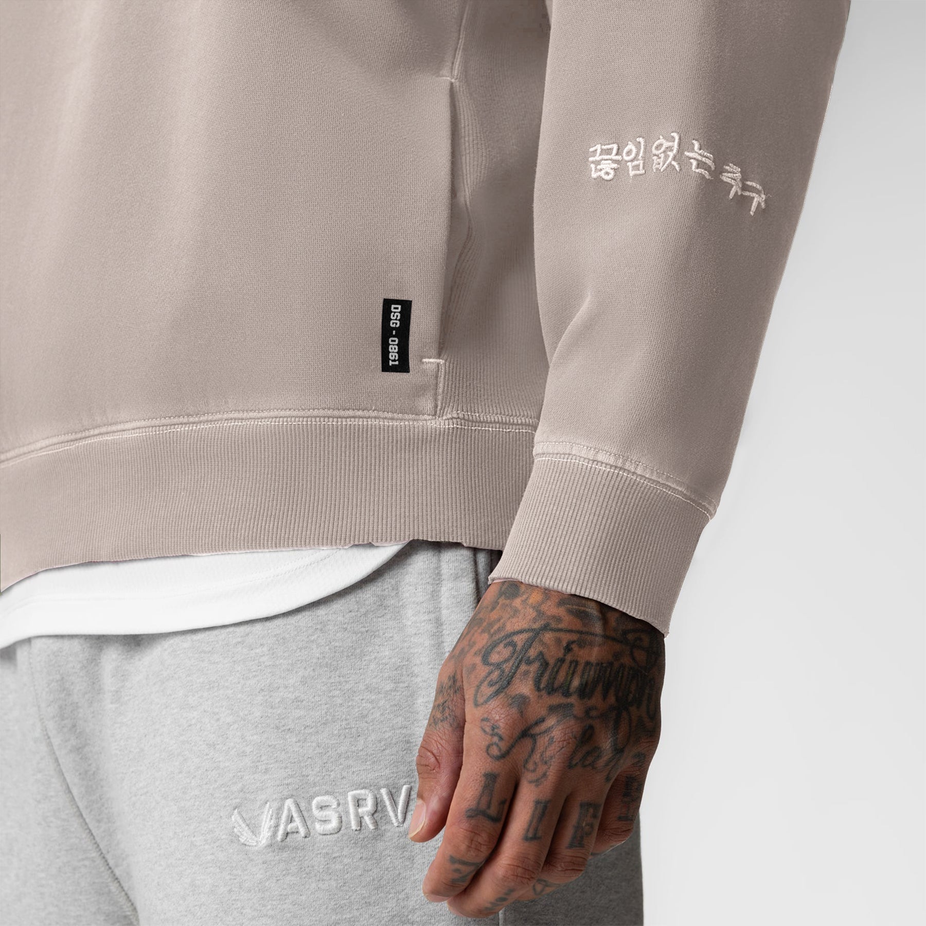 0861. Tech Essential™ Distressed Crewneck - Faded Chai