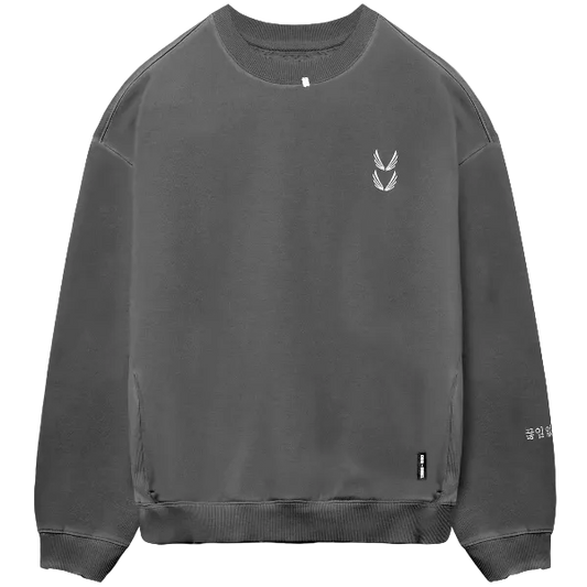 0861. Tech Essential™ Distressed Crewneck - Faded Grey