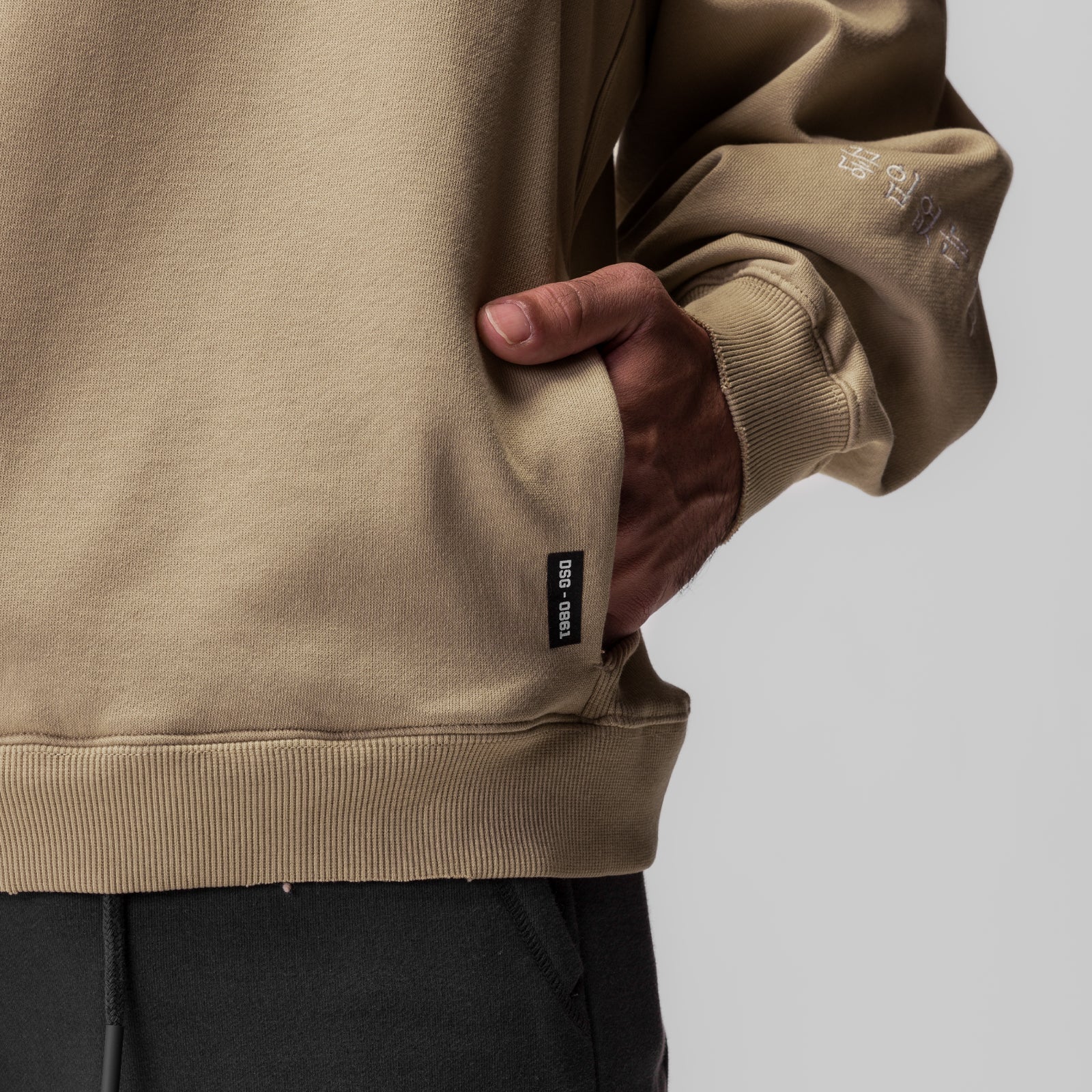0861. Tech Essential™ Distressed Crewneck - Khaki