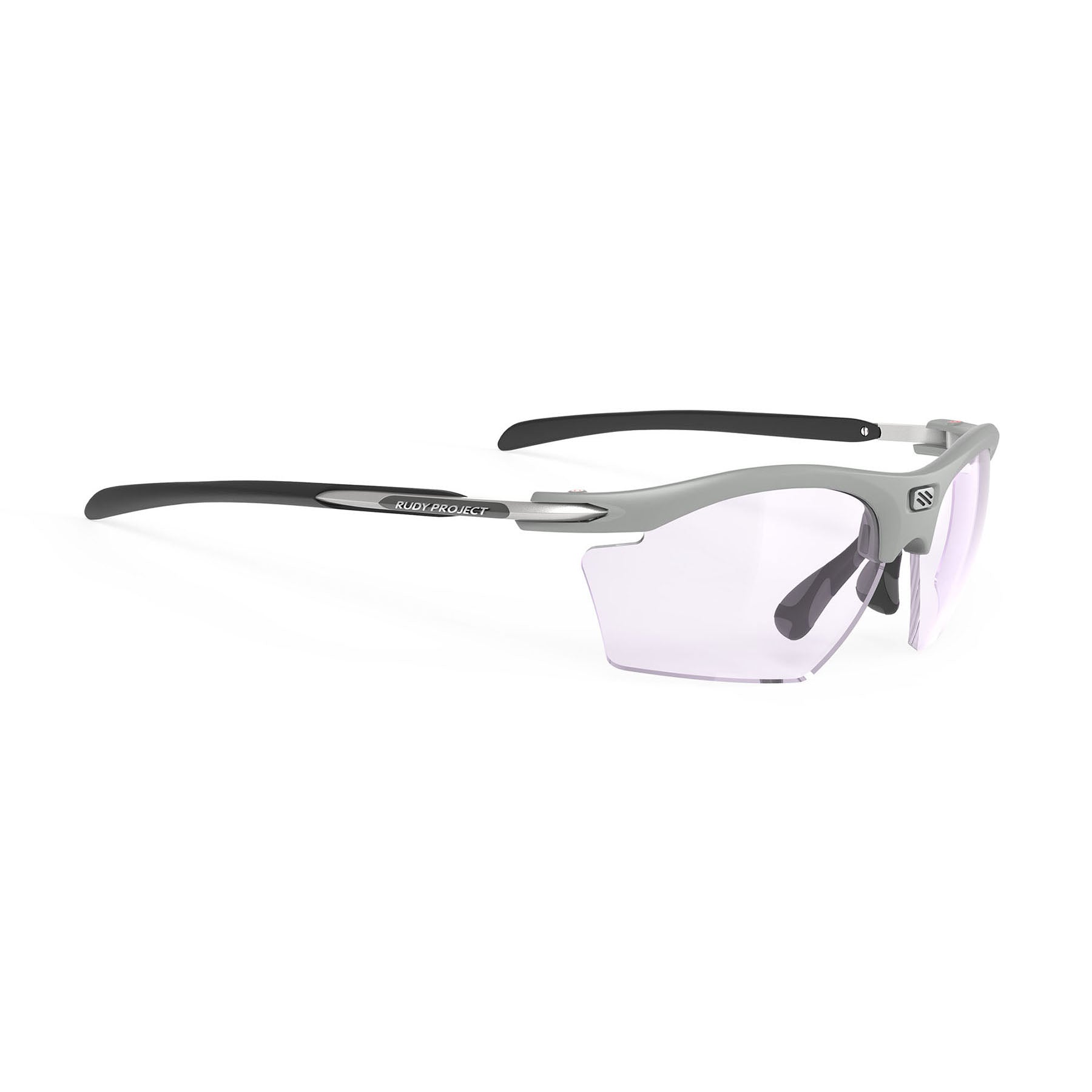 Rudy Project prescription ready running and cycling womens sport sunglasses#color_rydon-slim-light-grey-matte-frame-and-impactx-photochromic-2-laser-purple-lenses