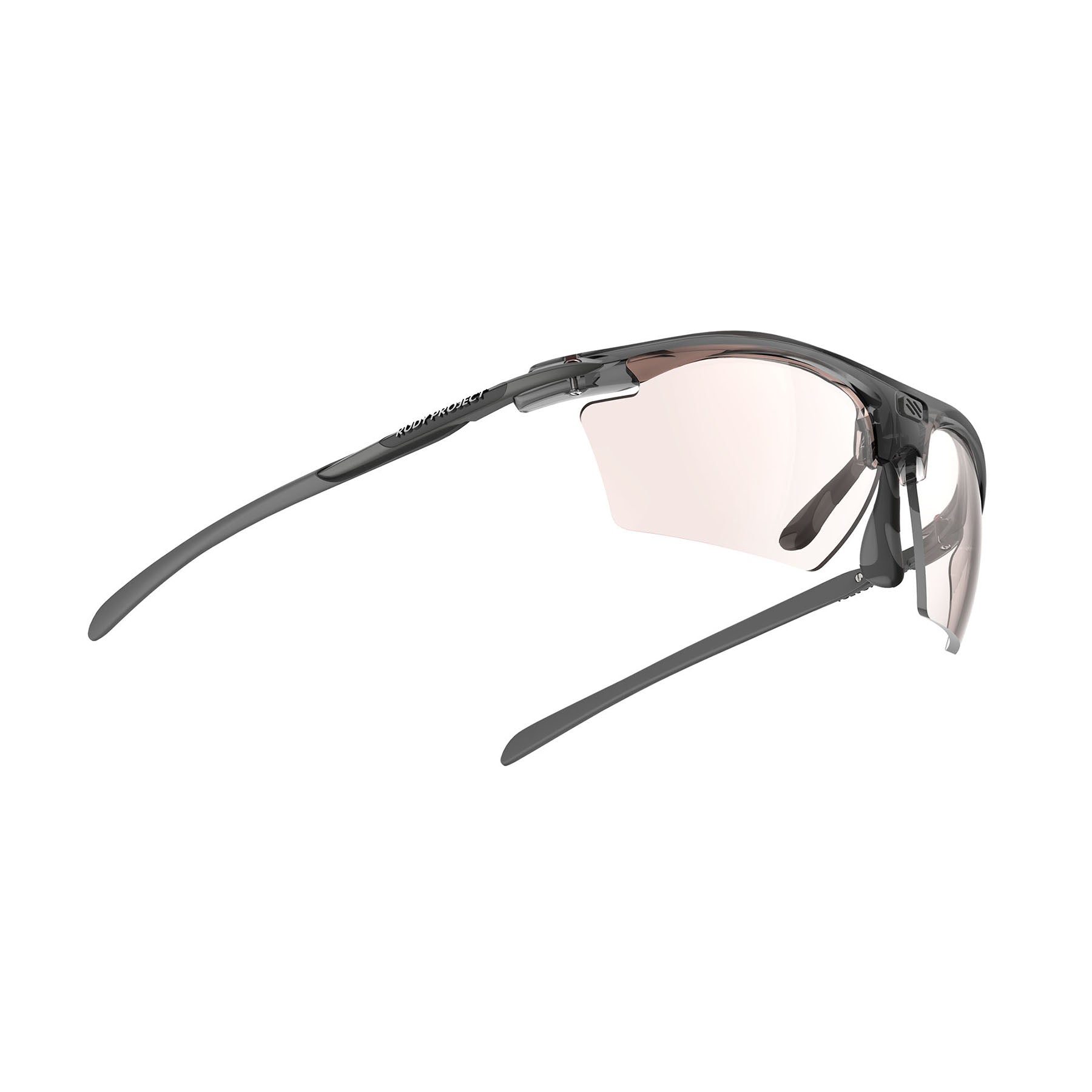 Rudy Project prescription ready running and cycling womens sport sunglasses#color_rydon-slim-crystal-ash-frame-with-impactx-photochromic-2-laser-brown-lenses