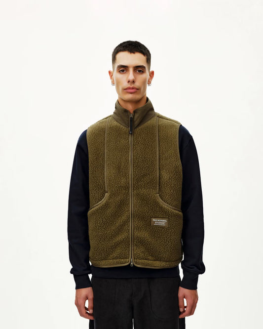 Men's Off-Race Pile Fleece Vest Deep Olive