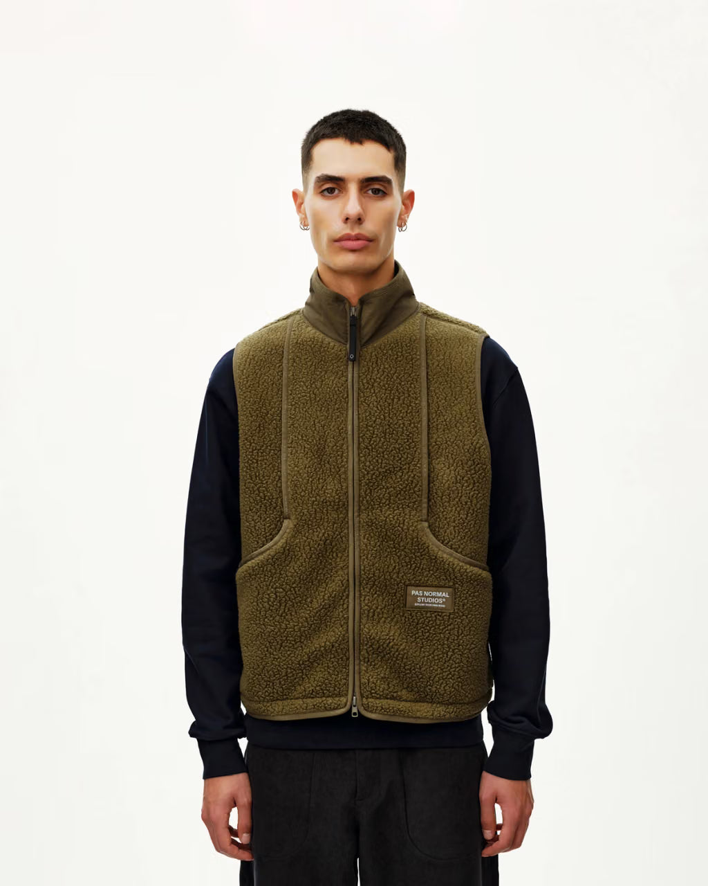 Men's Off-Race Pile Fleece Vest Deep Olive