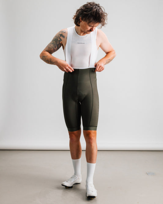 Isadore Debut Thermal Bib Shorts in Olive Green