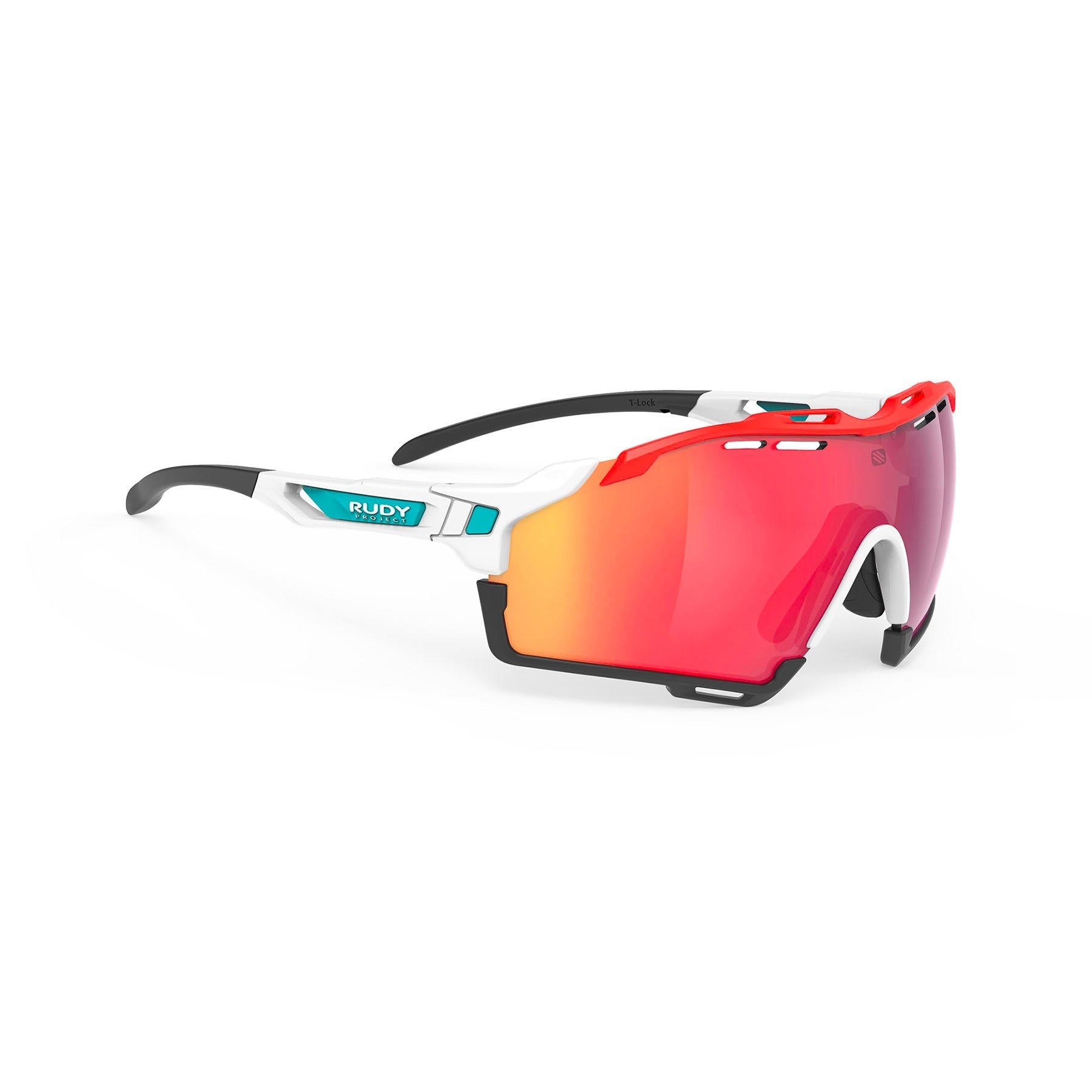 Rudy Project Cutline running and cycling sport and sport prescription sunglasses#color_cutline-white-matte-with-multilaser-red-lenses-red-and-black-bumpers