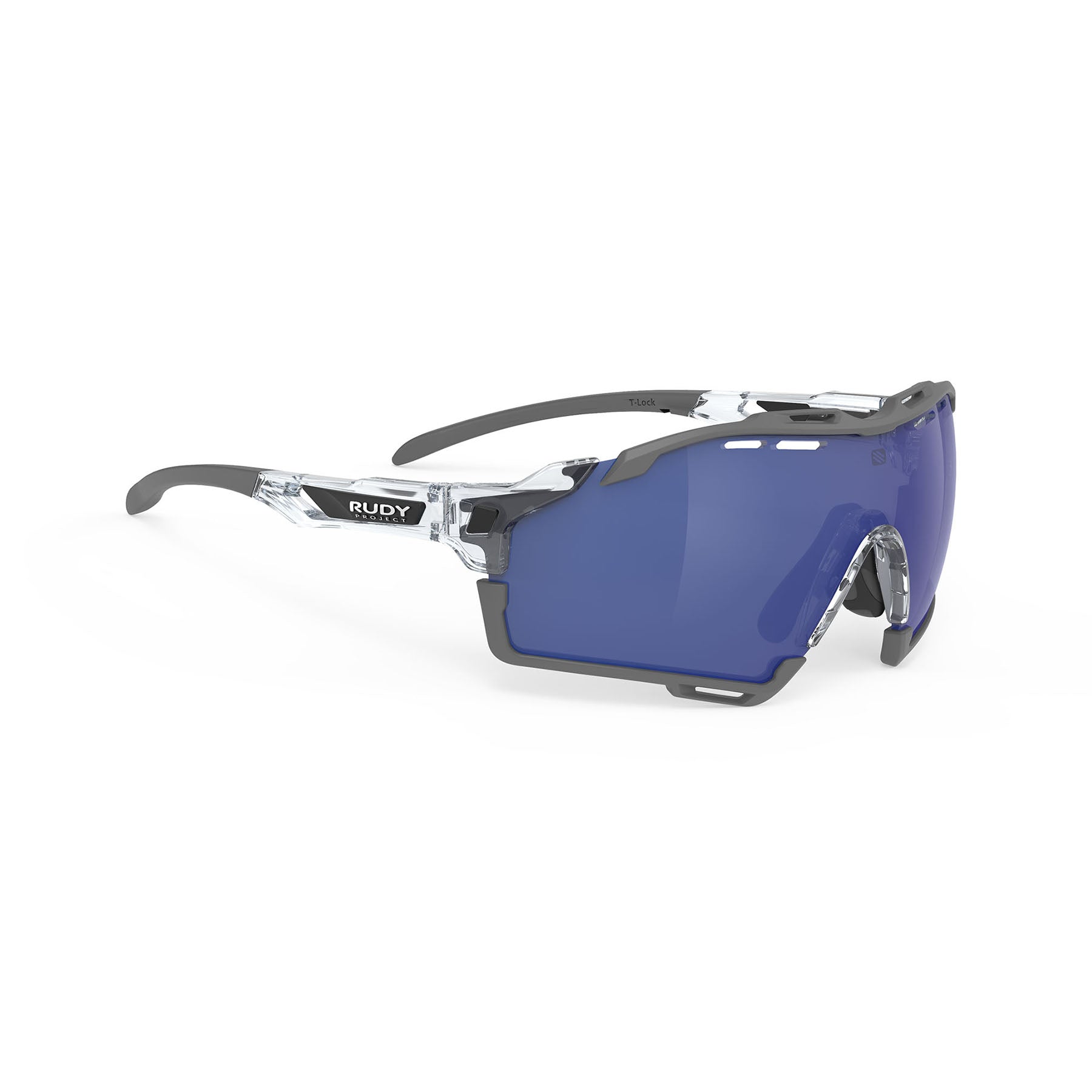 Rudy Project cycling sunglasses#color_cutline-crystal-gloss-frame-with-multilaser-deep-blue-lenses-grey-bumpers