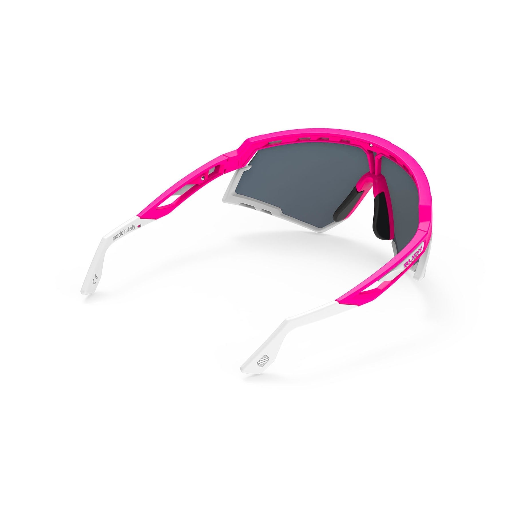 Rudy Project Defender running and cycling sport and sport prescription sunglasses#color_defender-pink-fluo-matte-frame-with-multilaser-orange-lenses-white-bumpers