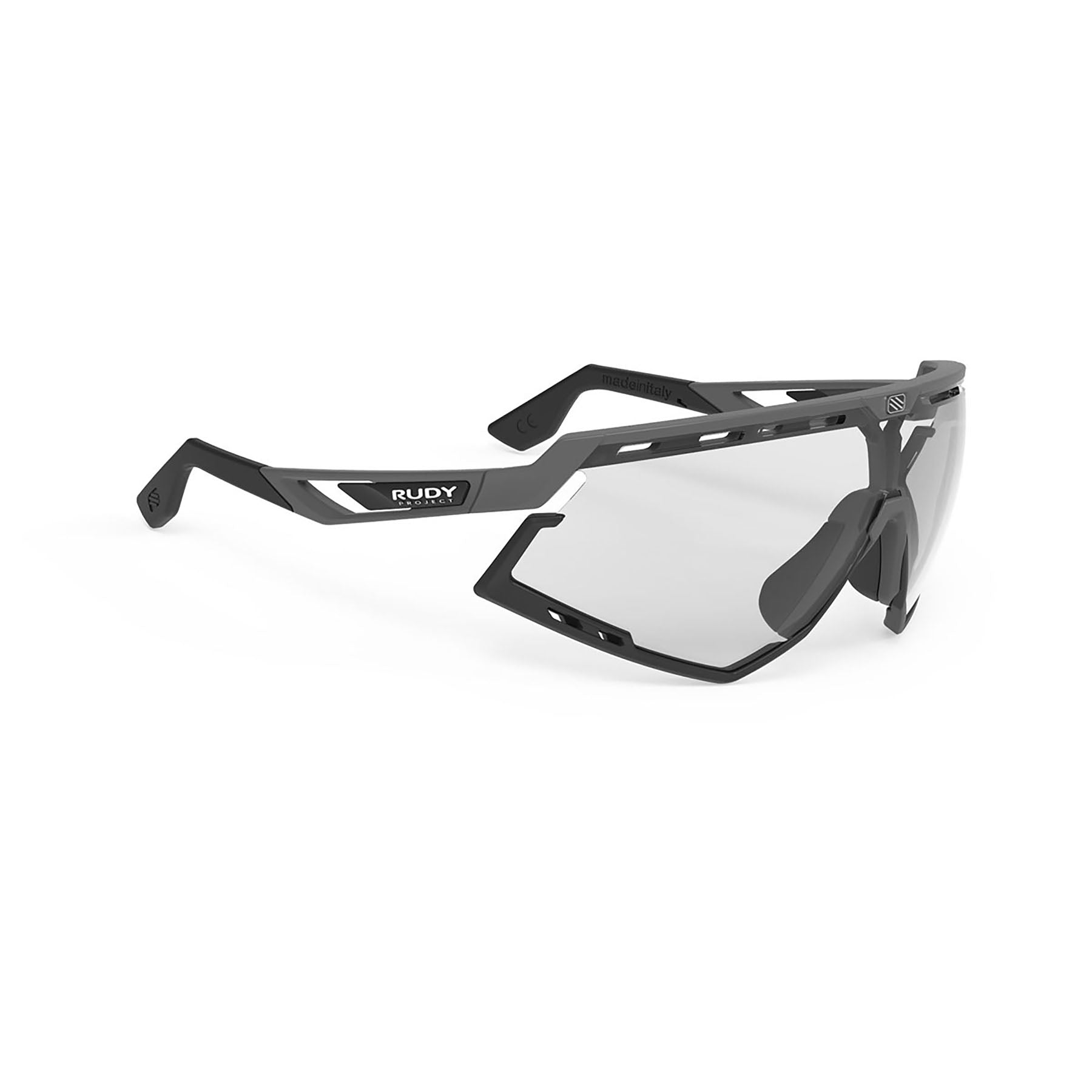Rudy Project running and cycling sport sunglasses#color_defender-pyombo-matte-frame-and-impactx-photochromic-2-black-lenses-black-bumpers