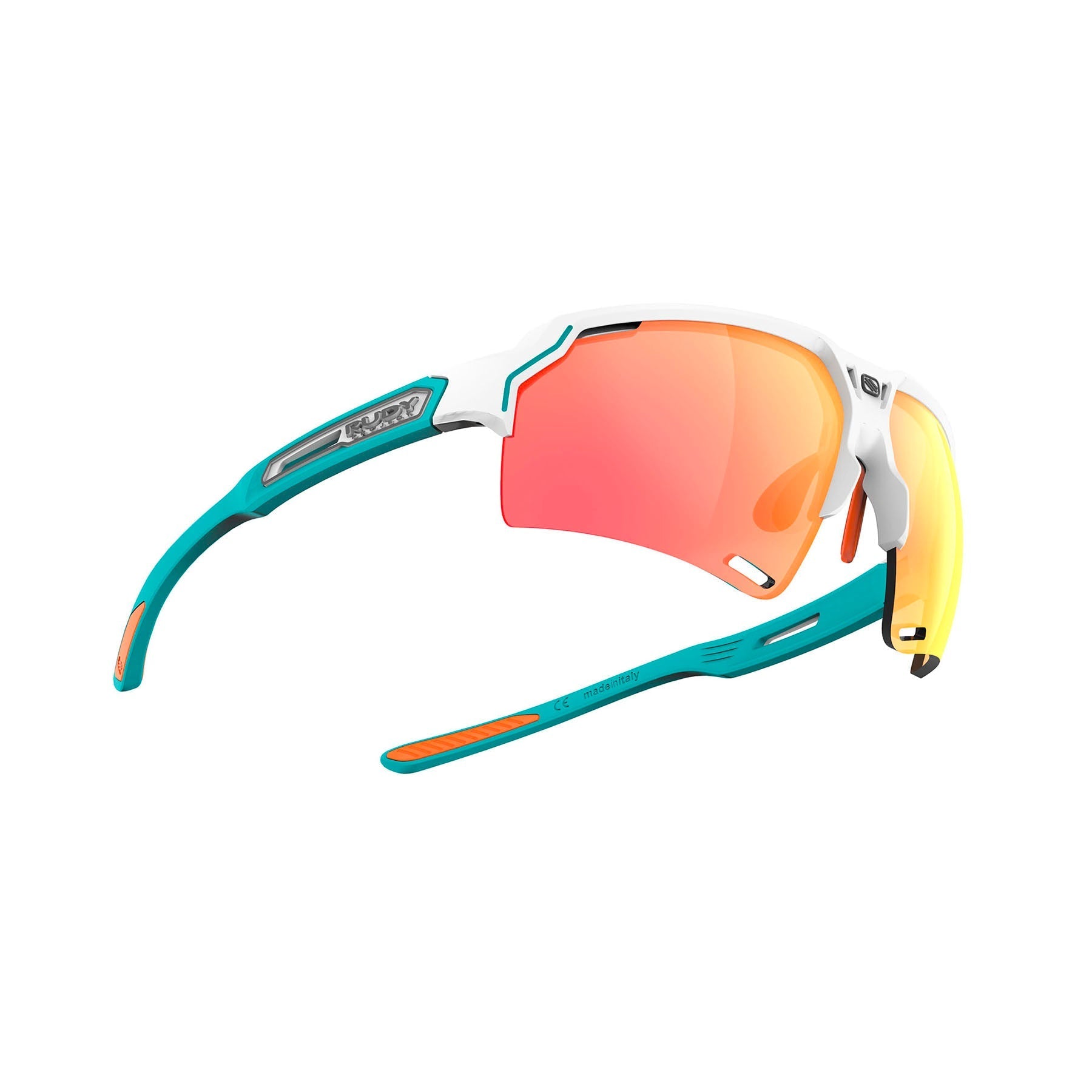 Rudy Project Deltabeat running and cycling sport and prescription sport sunglasses#color_deltabeat-white-emerald-matte-with-multilaser-orange-lenses