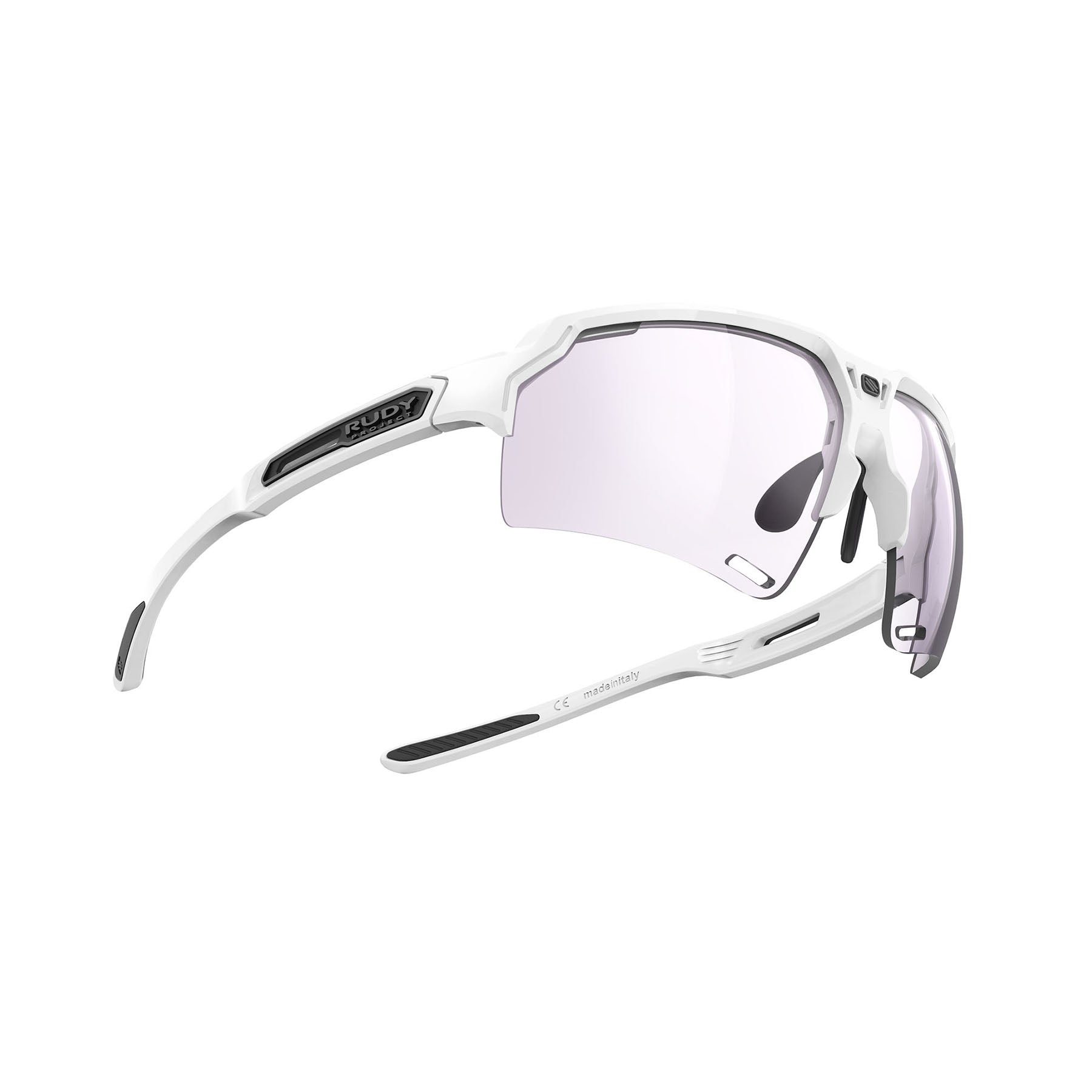 Rudy Project running and cycling sport prescription sunglasses#color_deltabeat-white-gloss-frame-with-impactx-photochromic-2-laser-purple-lenses