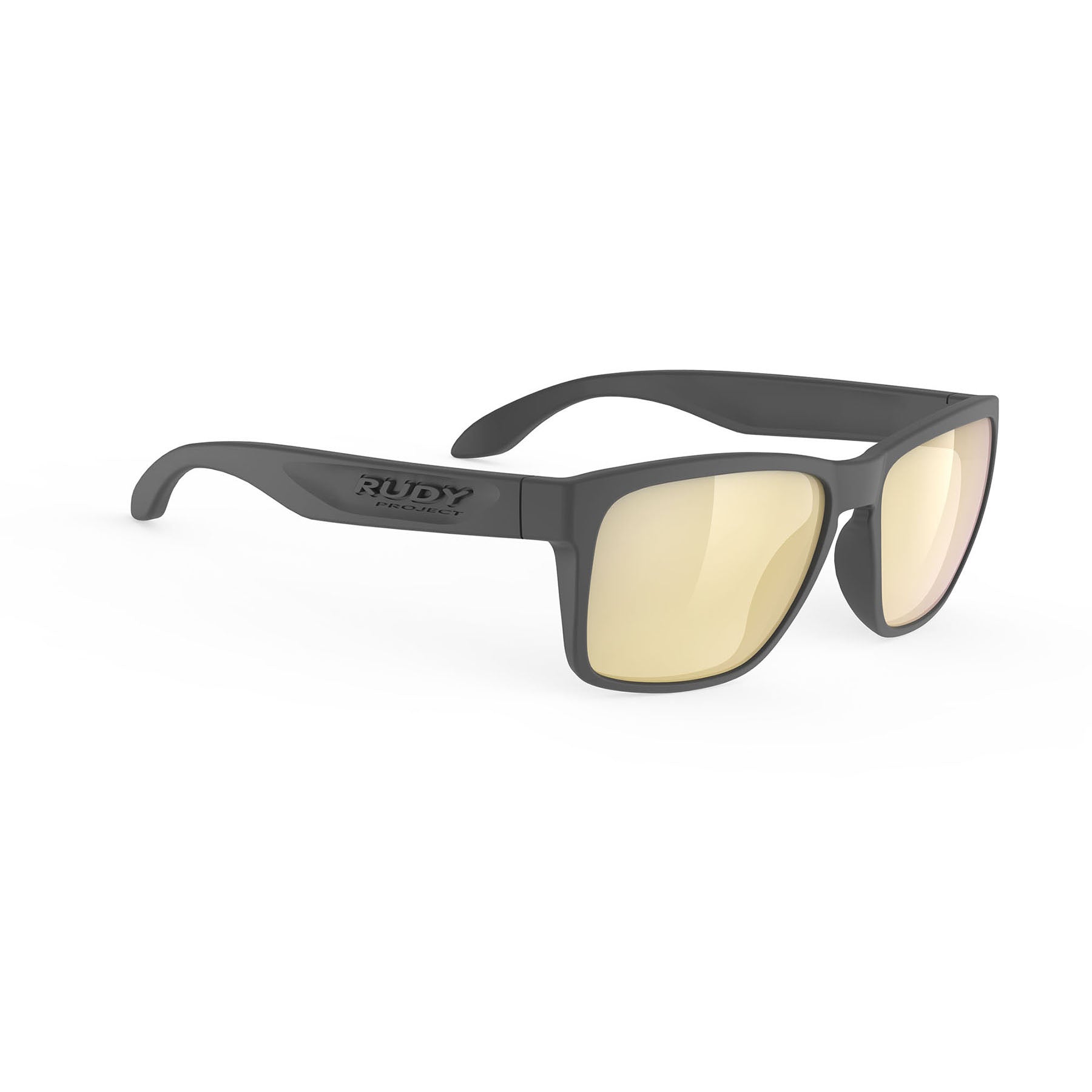 Rudy Project Spinhawk lifestyle and beach and boating and fishing prescription sunglasses#color_spinhawk-charcoal-matte-frame-with-multilaser-gold-lenses