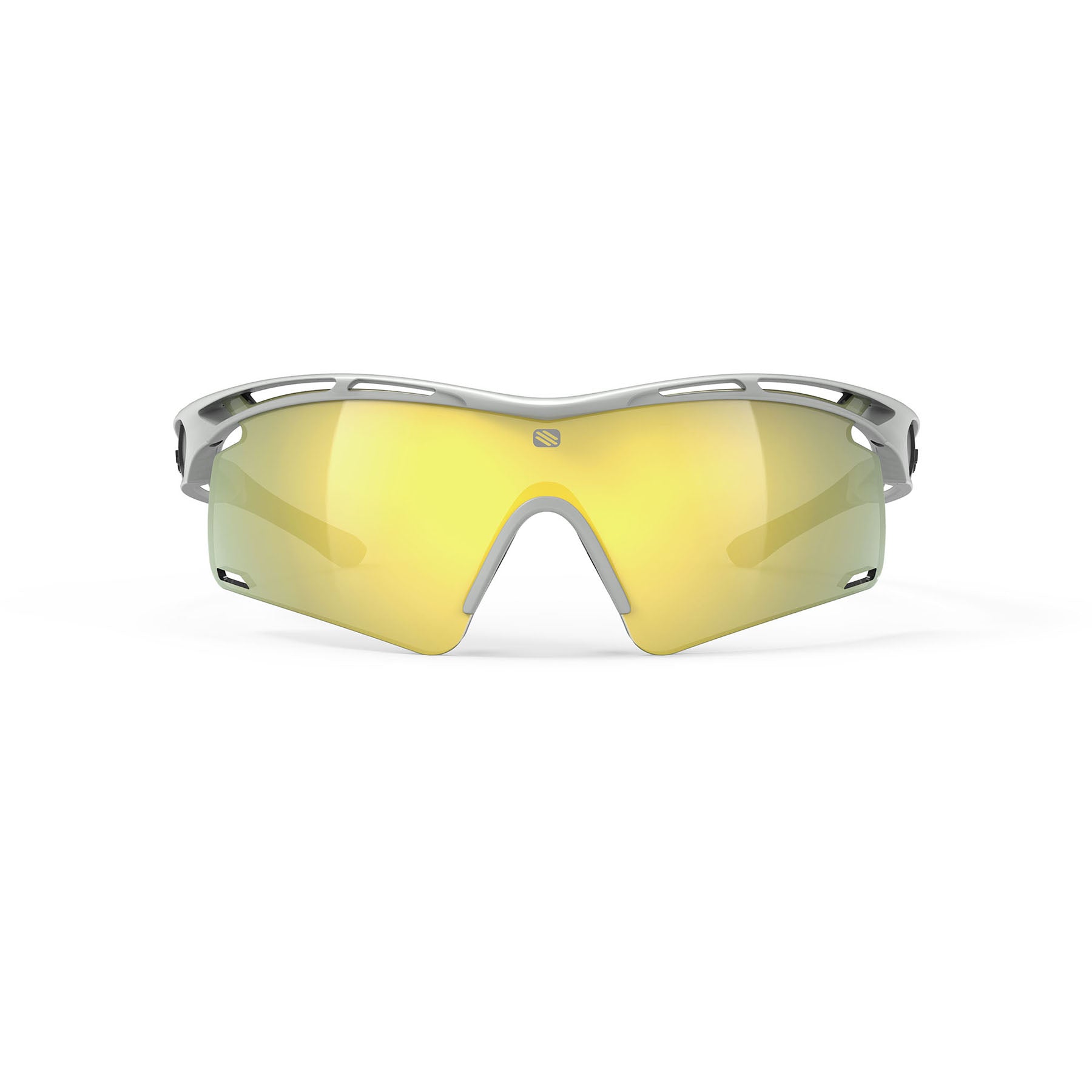 Rudy Project Tralyx running and cycling sport shield prescription sunglasses#color_tralyx-plus-light-grey-matte-with-multilaser-yellow-lenses