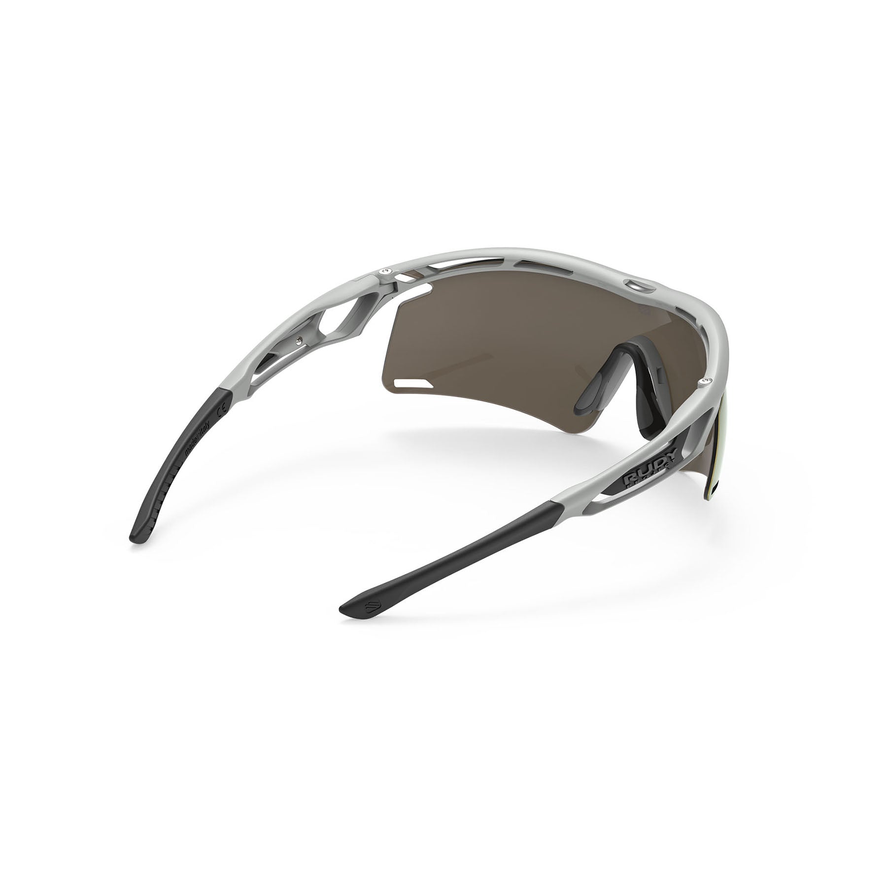 Rudy Project Tralyx running and cycling sport shield prescription sunglasses#color_tralyx-plus-light-grey-matte-with-multilaser-yellow-lenses