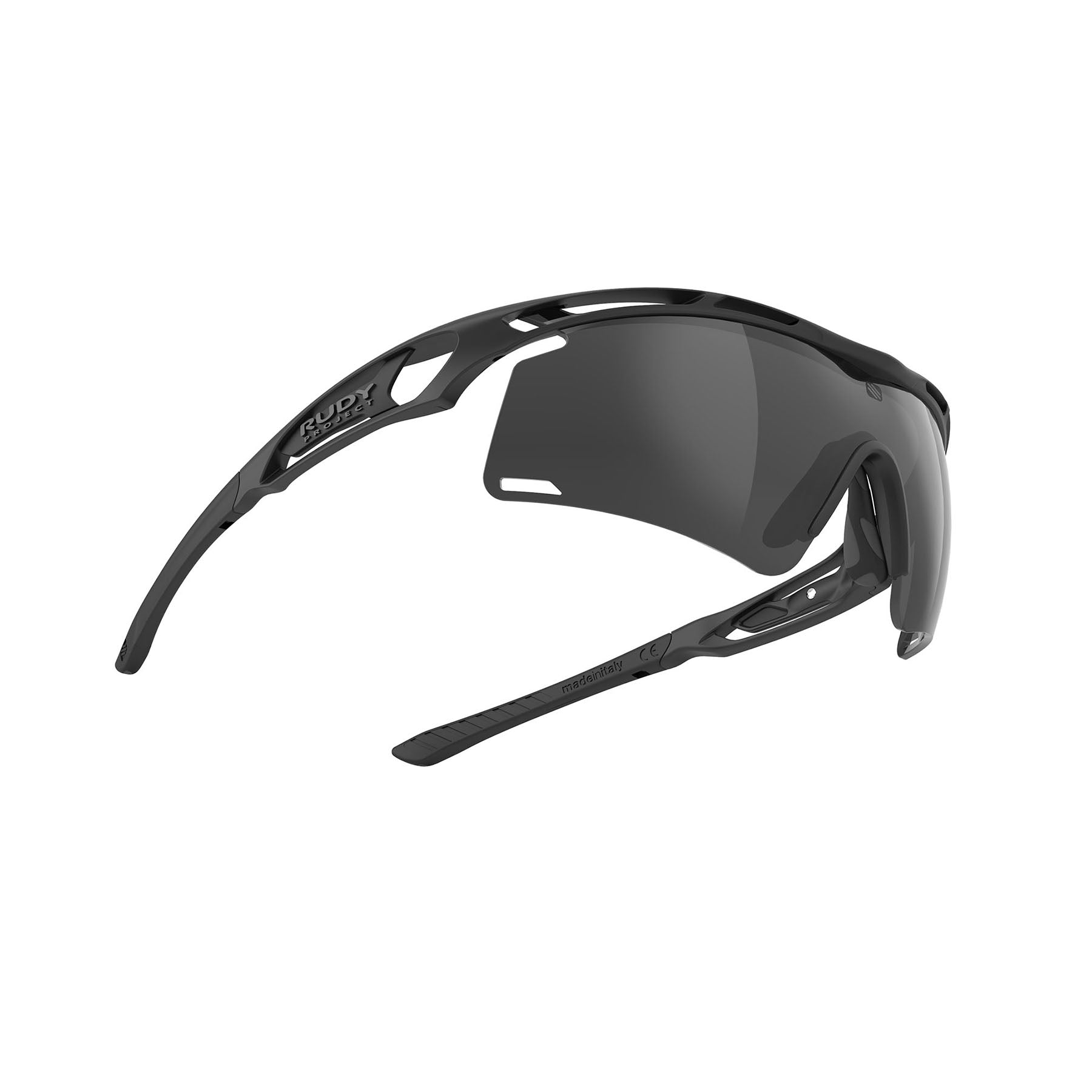 Rudy Project Tralyx running and cycling sport shield prescription sunglasses#color_tralyx-plus-matte-black-frame-with-smoke-black-lenses