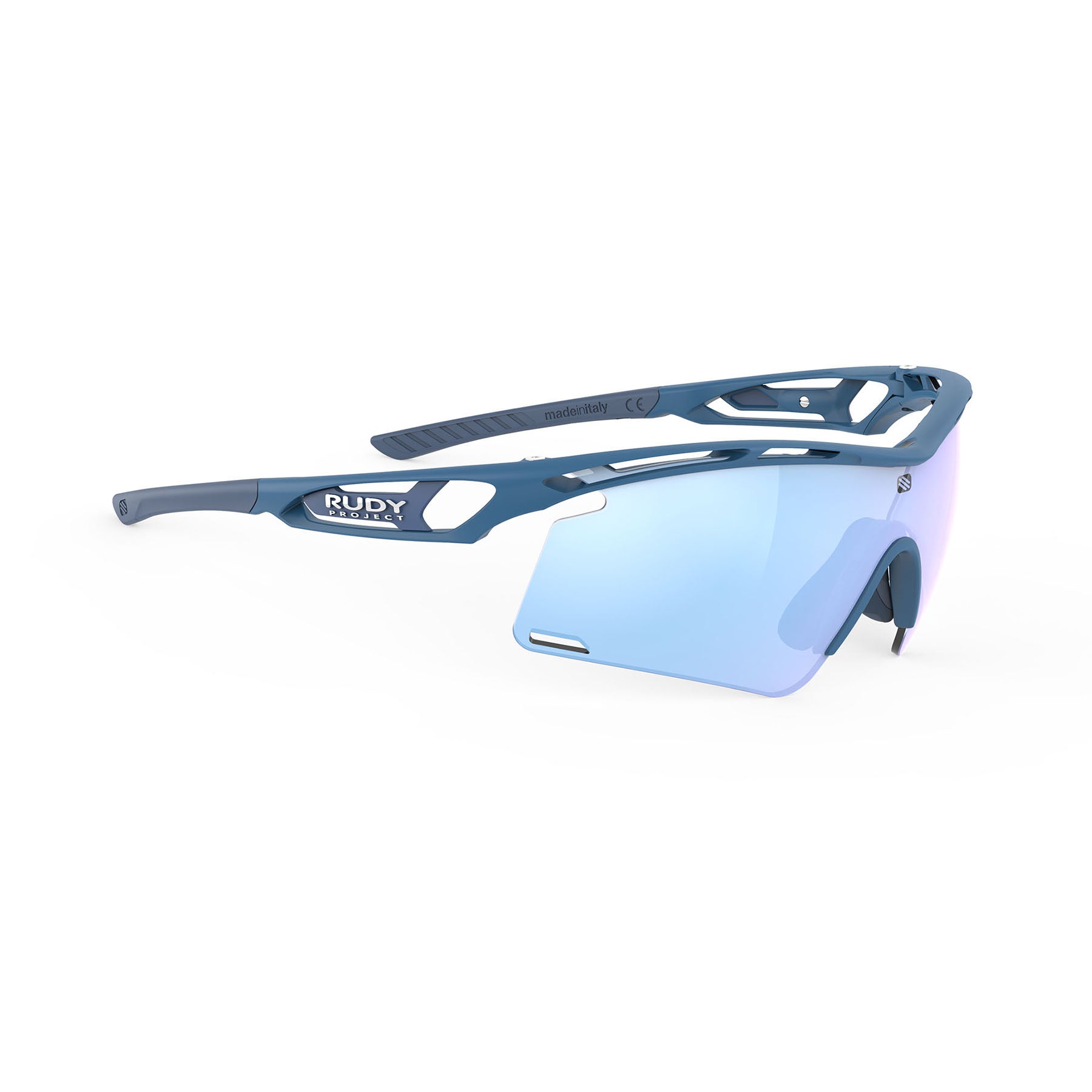 Rudy Project Tralyx running and cycling sport shield prescription sunglasses#color_tralyx-plus-pacific-blue-matte-frame-with-multilaser-ice-lenses