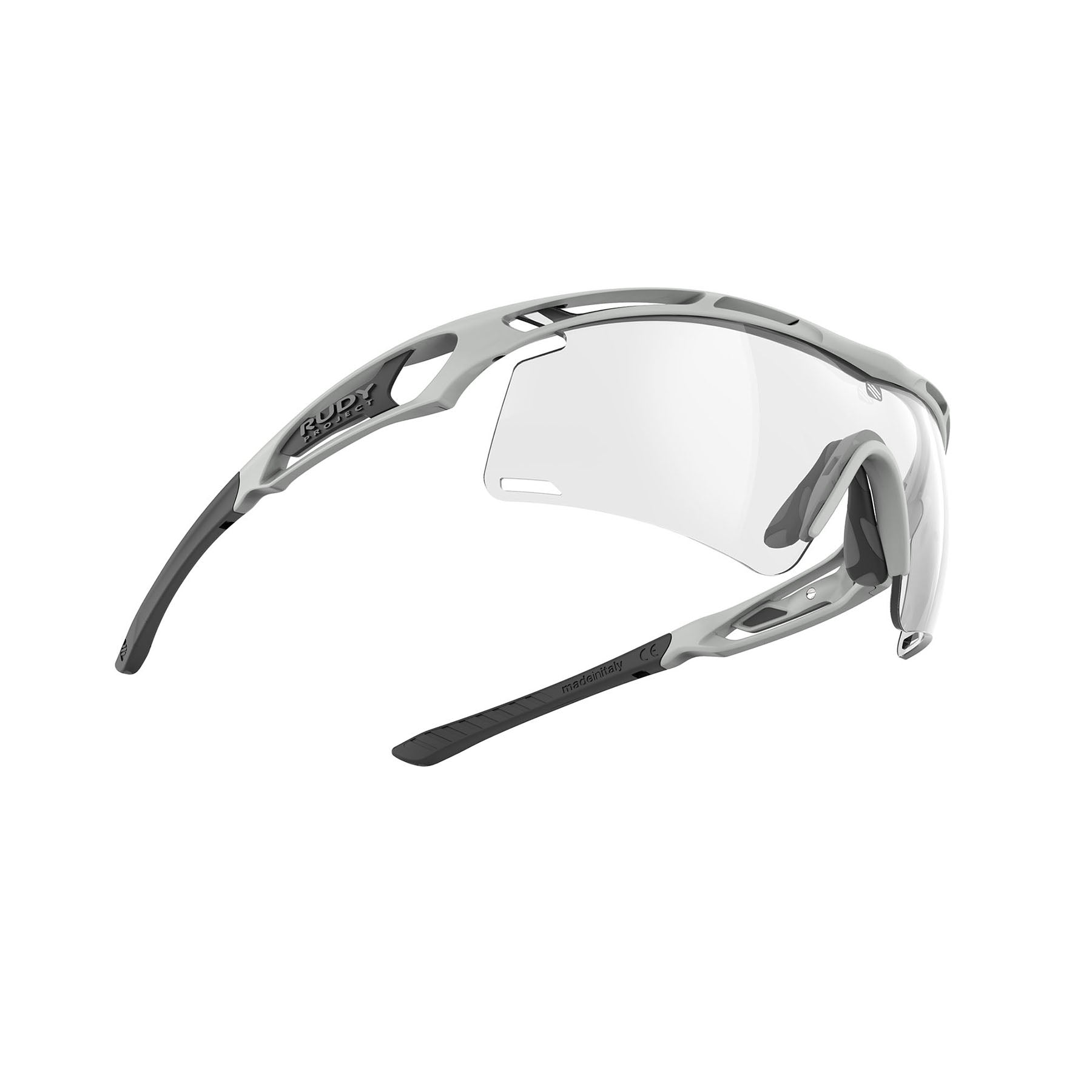 Rudy Project Tralyx running and cycling sport shield prescription sunglasses#color_tralyx-plus-light-grey-matte-frame-with-impactx-photochromic-2-black-lenses