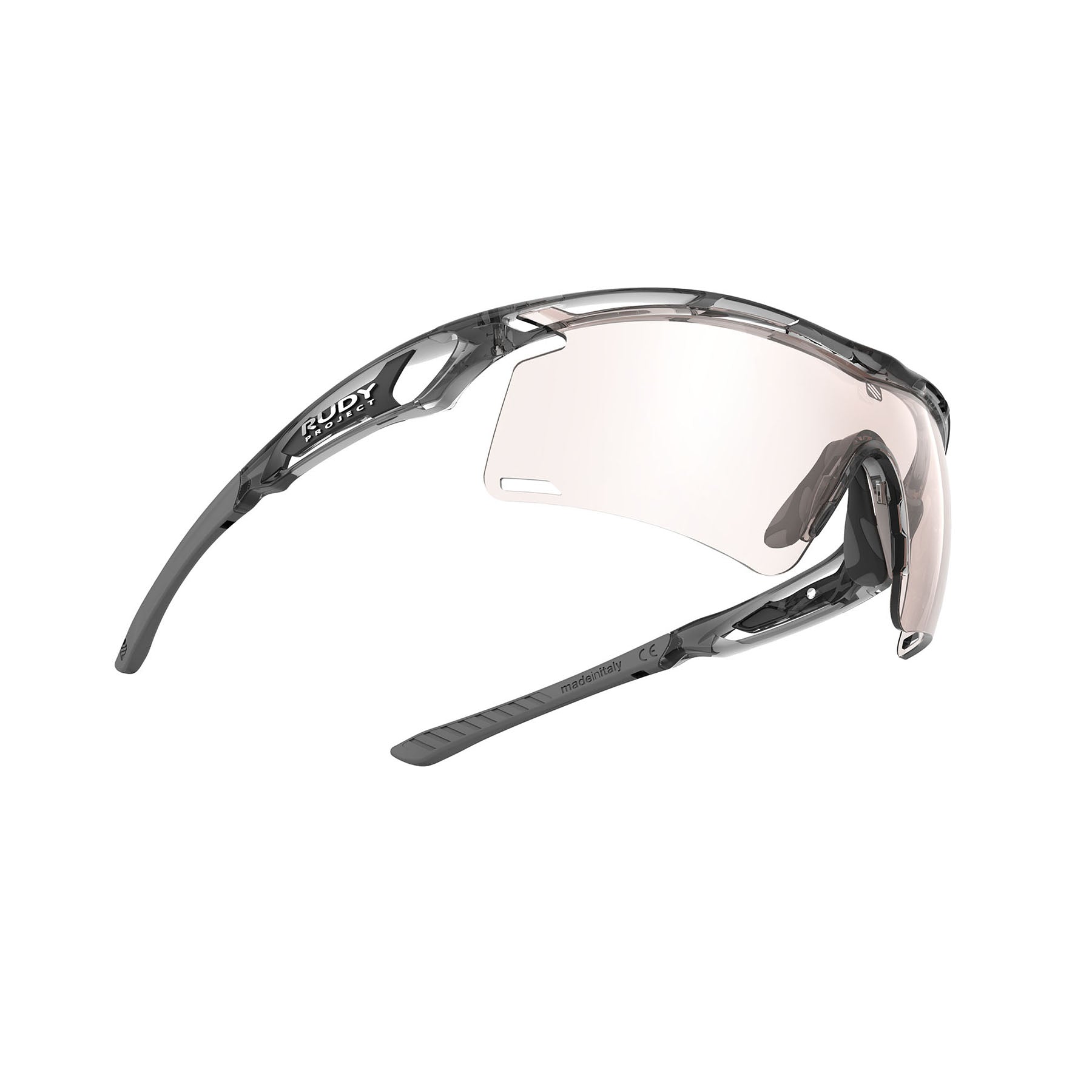 Rudy Project Tralyx running and cycling sport shield prescription sunglasses#color_tralyx-plus-crystal-ash-frame-with-impactx-photochromic-2-laser-brown-lenses